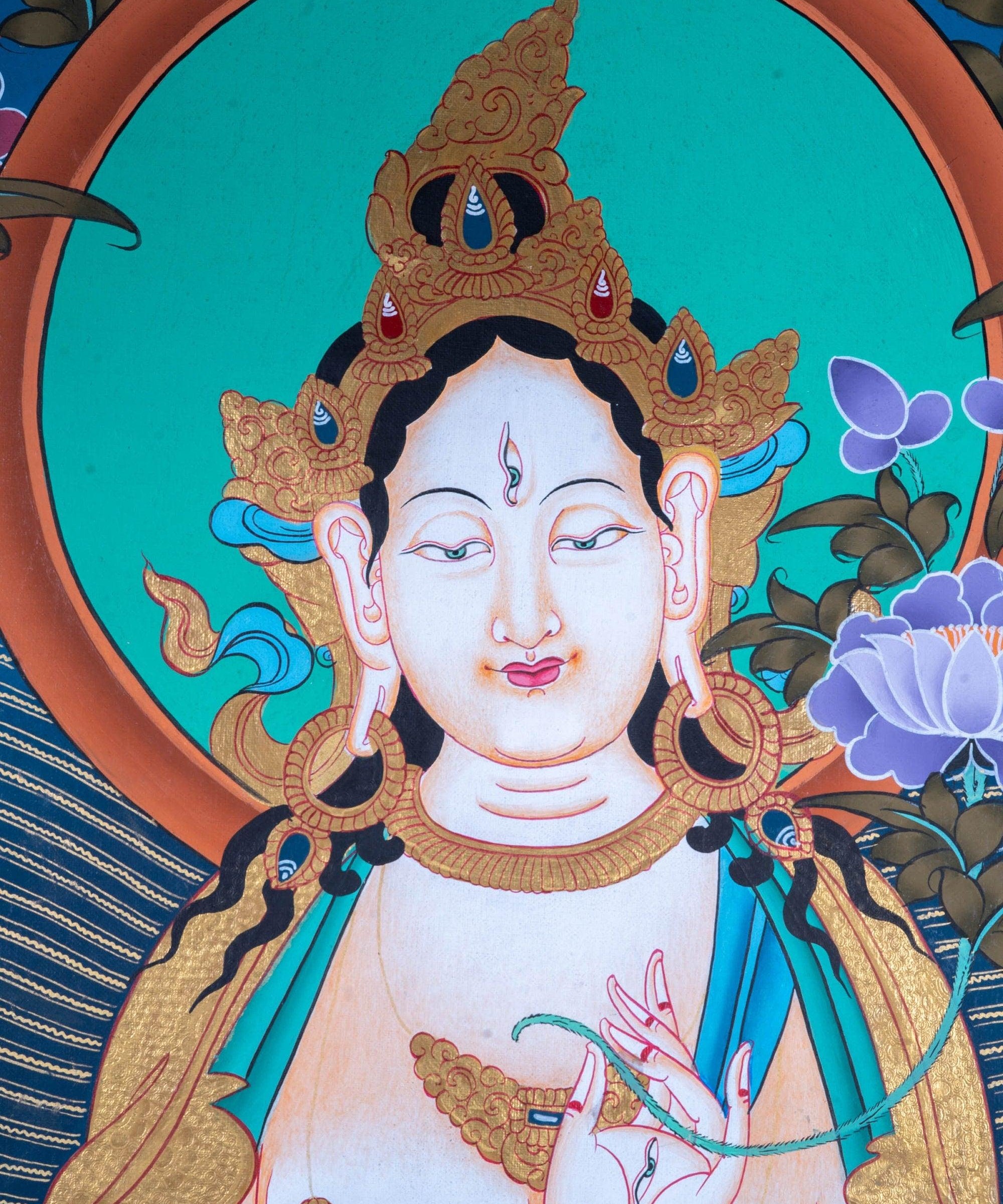 White Tara Thangka - Himalayas Shop