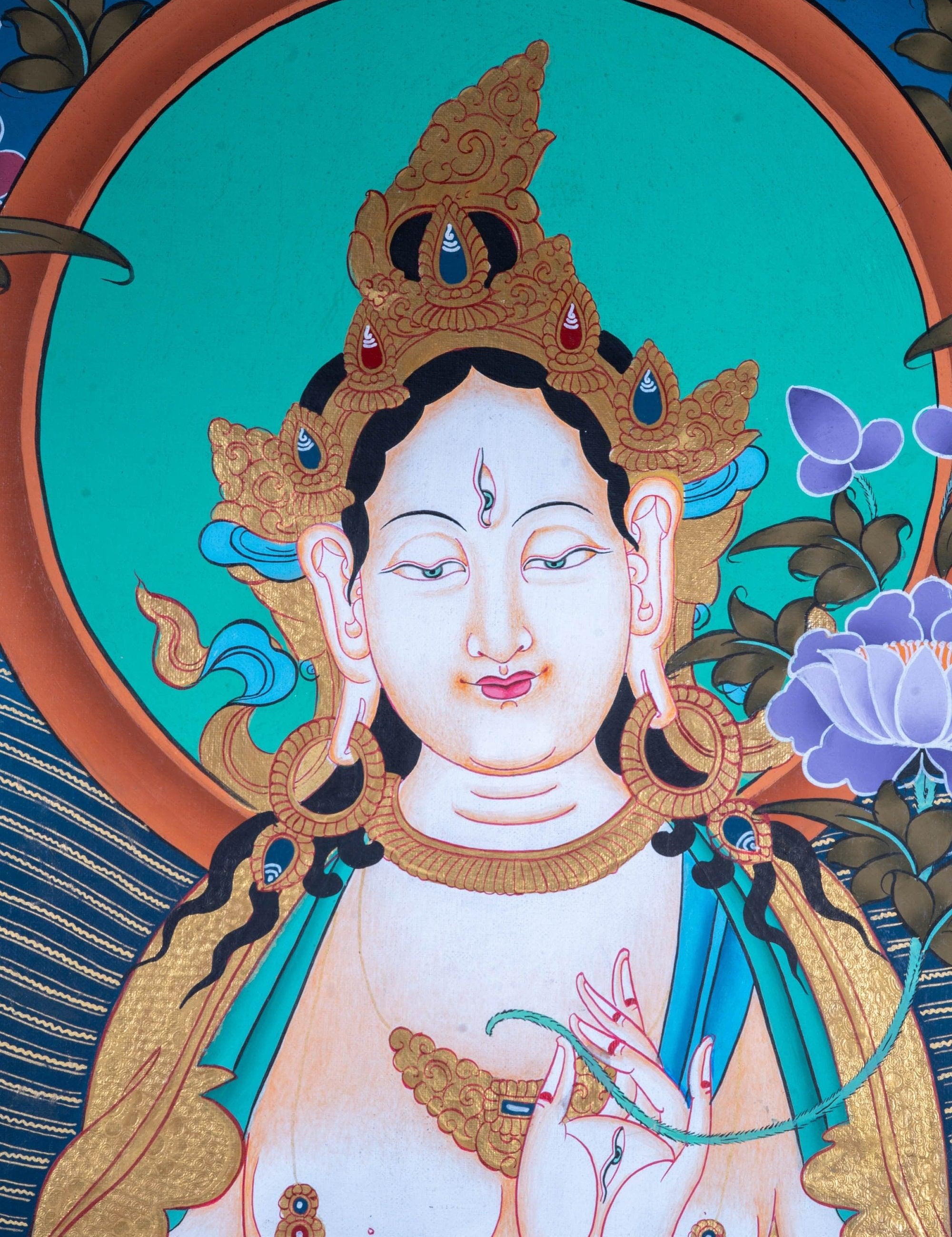 White Tara Thangka - Himalayas Shop