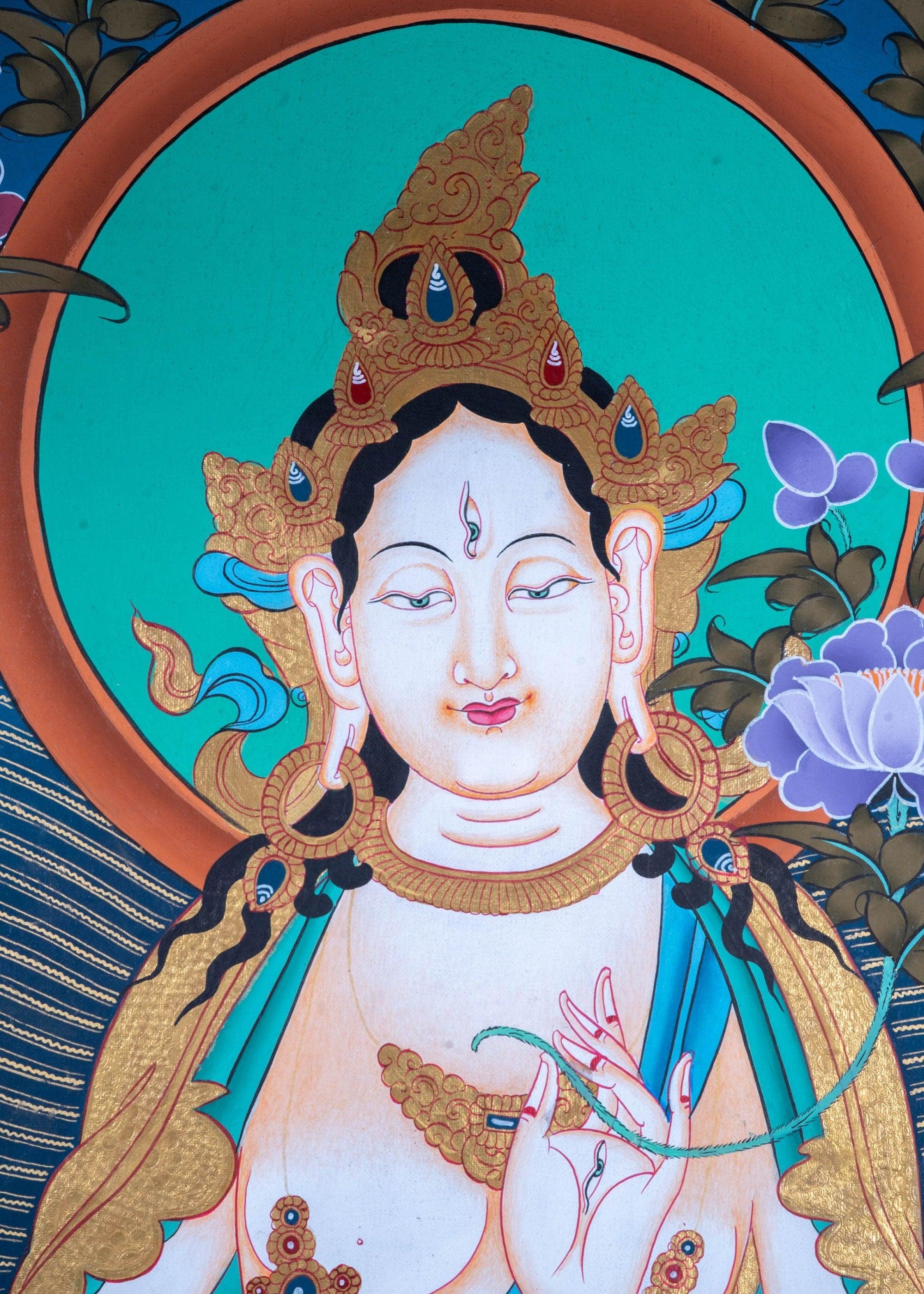 White Tara Thangka - Himalayas Shop