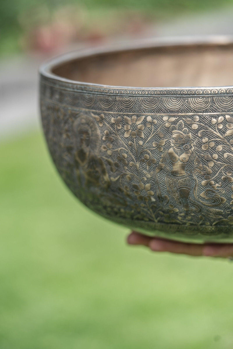 Buddha and Tara Carved Singing Bowl - Himalayas Shop