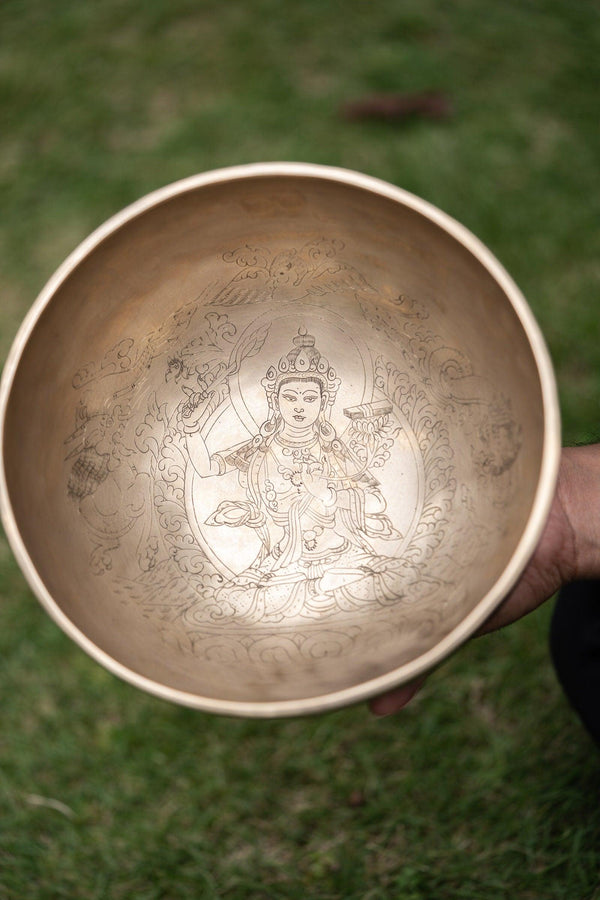 Sound Bowl with Manjushri Carving - Himalayas Shop