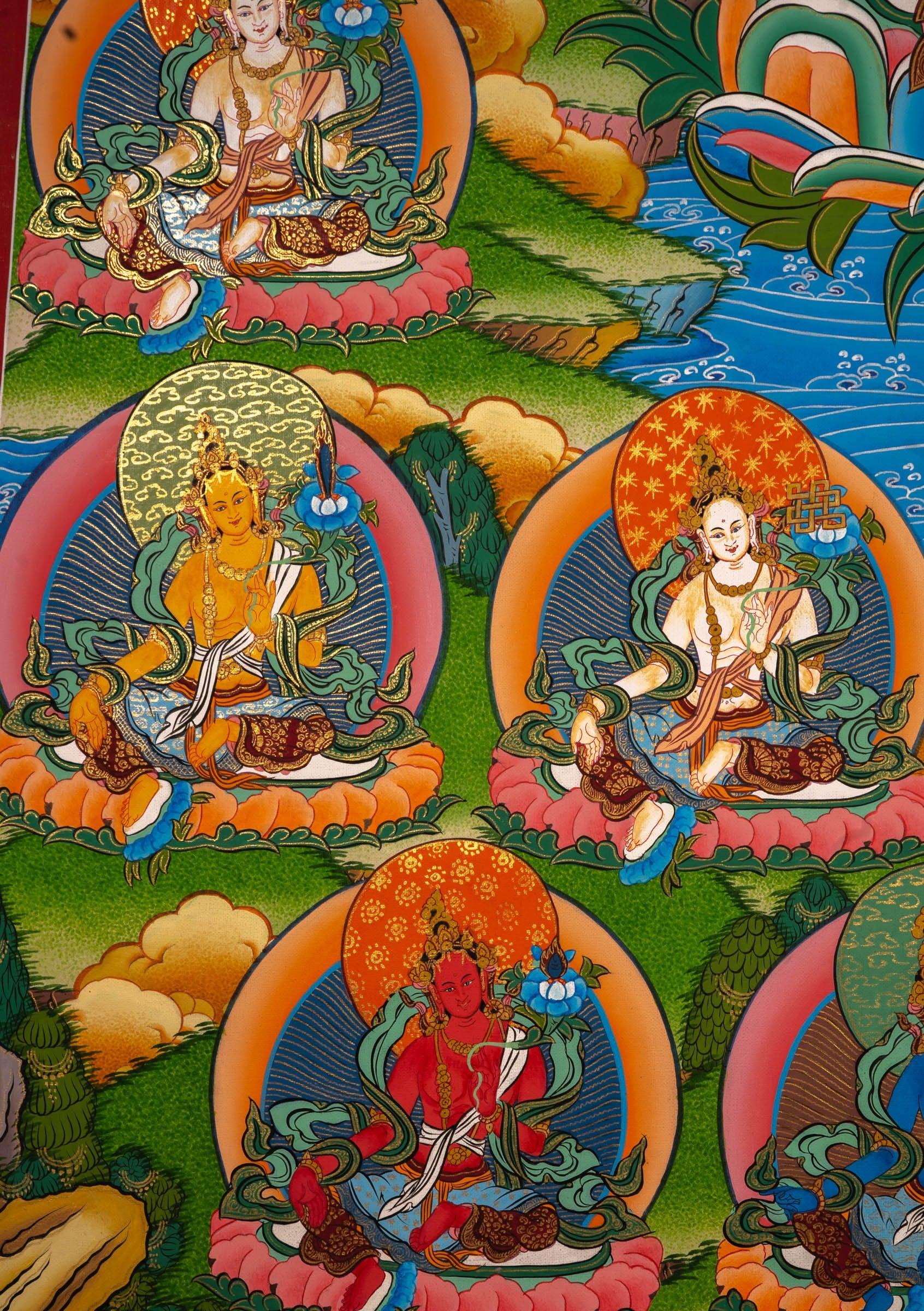 High Quality Green Tara Thangka Painting - Himalayas Shop