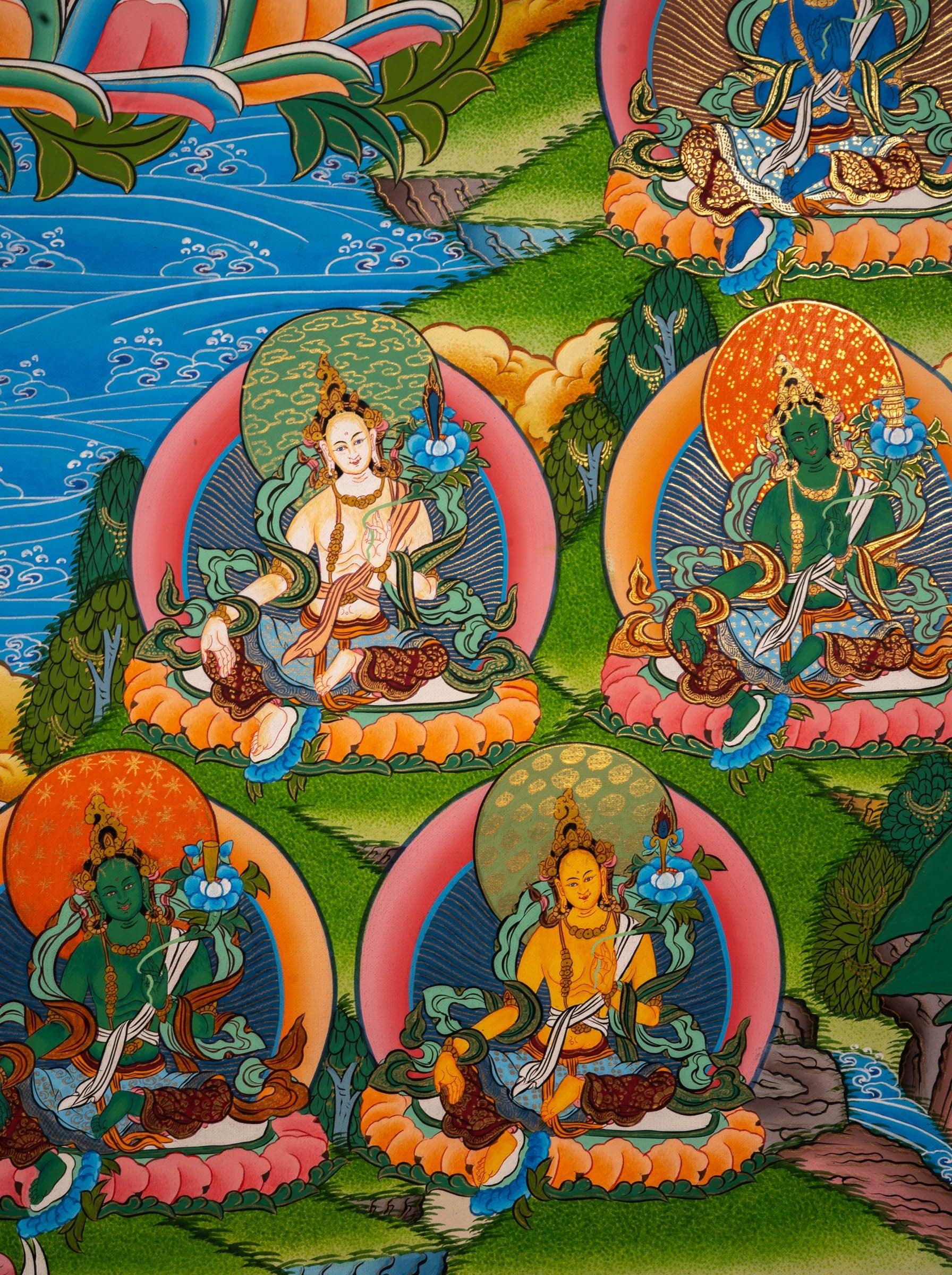 High Quality Green Tara Thangka Painting - Himalayas Shop