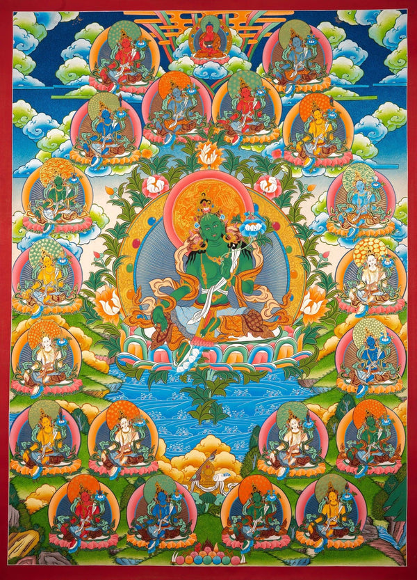 High Quality Green Tara Thangka Painting - Himalayas Shop