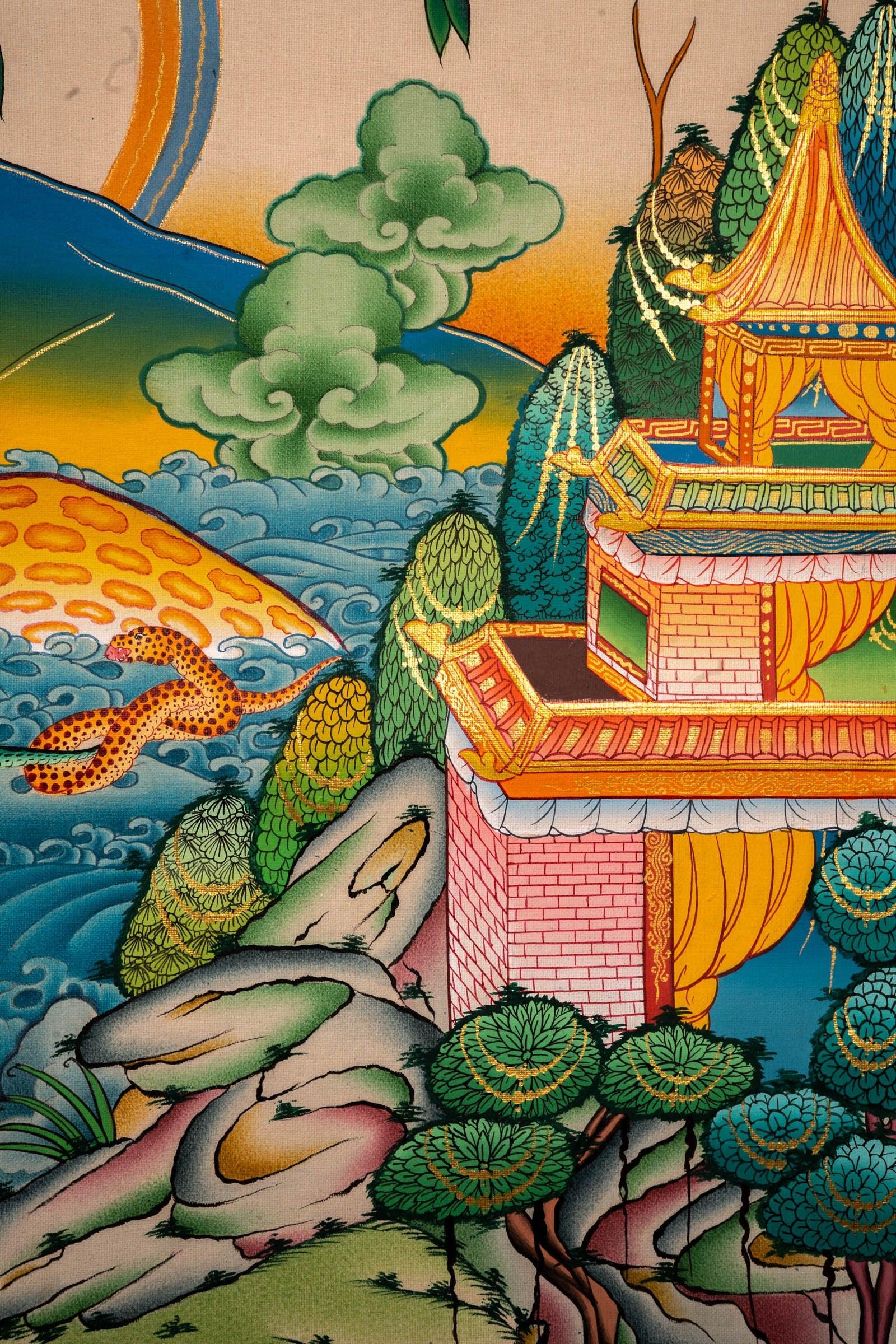 Long Life Amitabha Buddha Thangka - Himalayas Shop