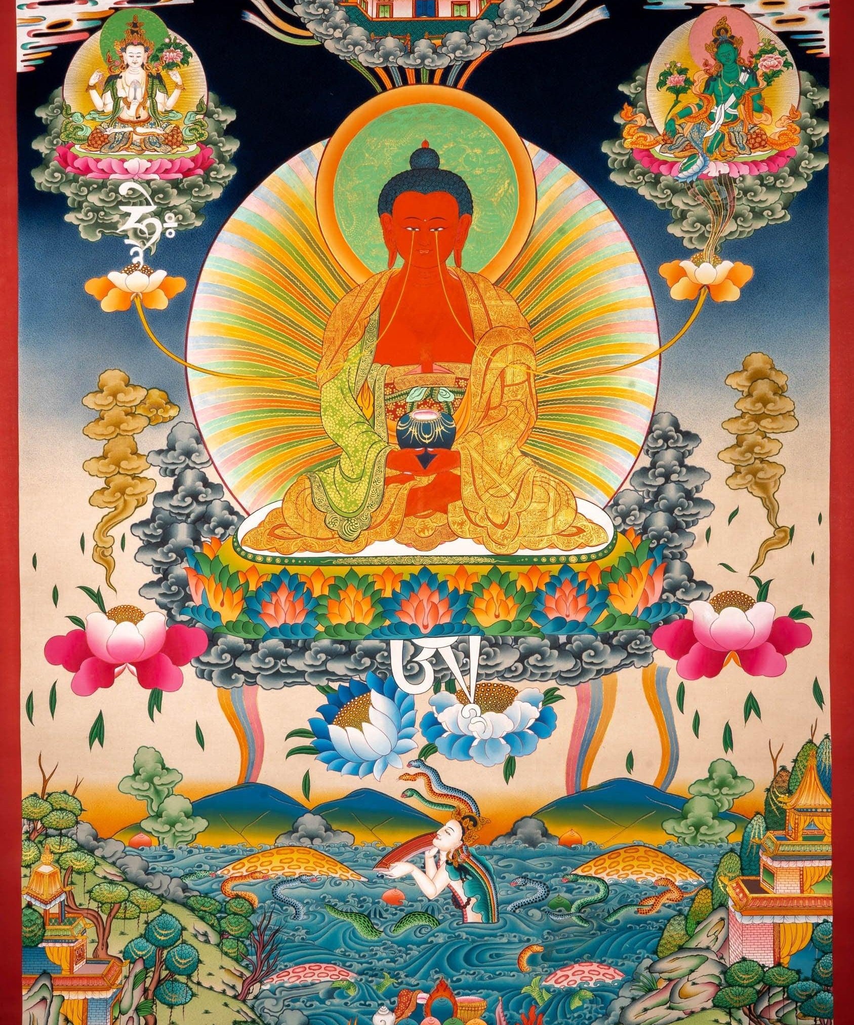 Long Life Amitabha Buddha Thangka For Meditational Practice and Spiritual Gifts
