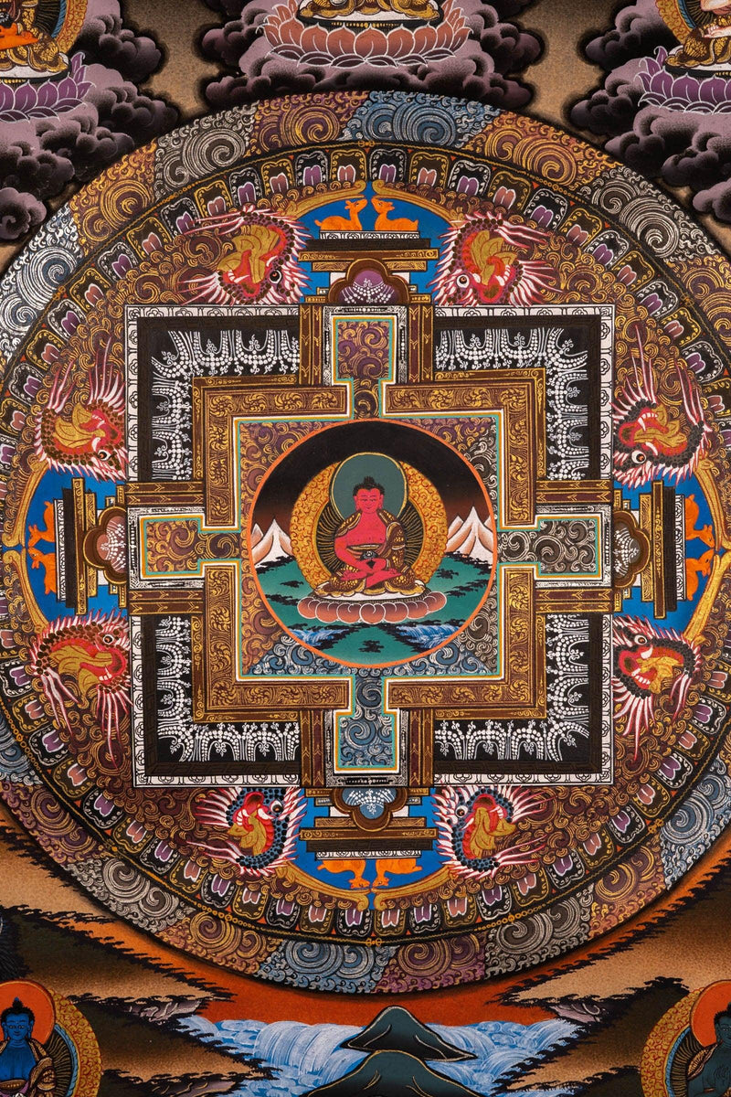 Amitabha Buddha Thangka Painting from Nepal - Himalayas Shop