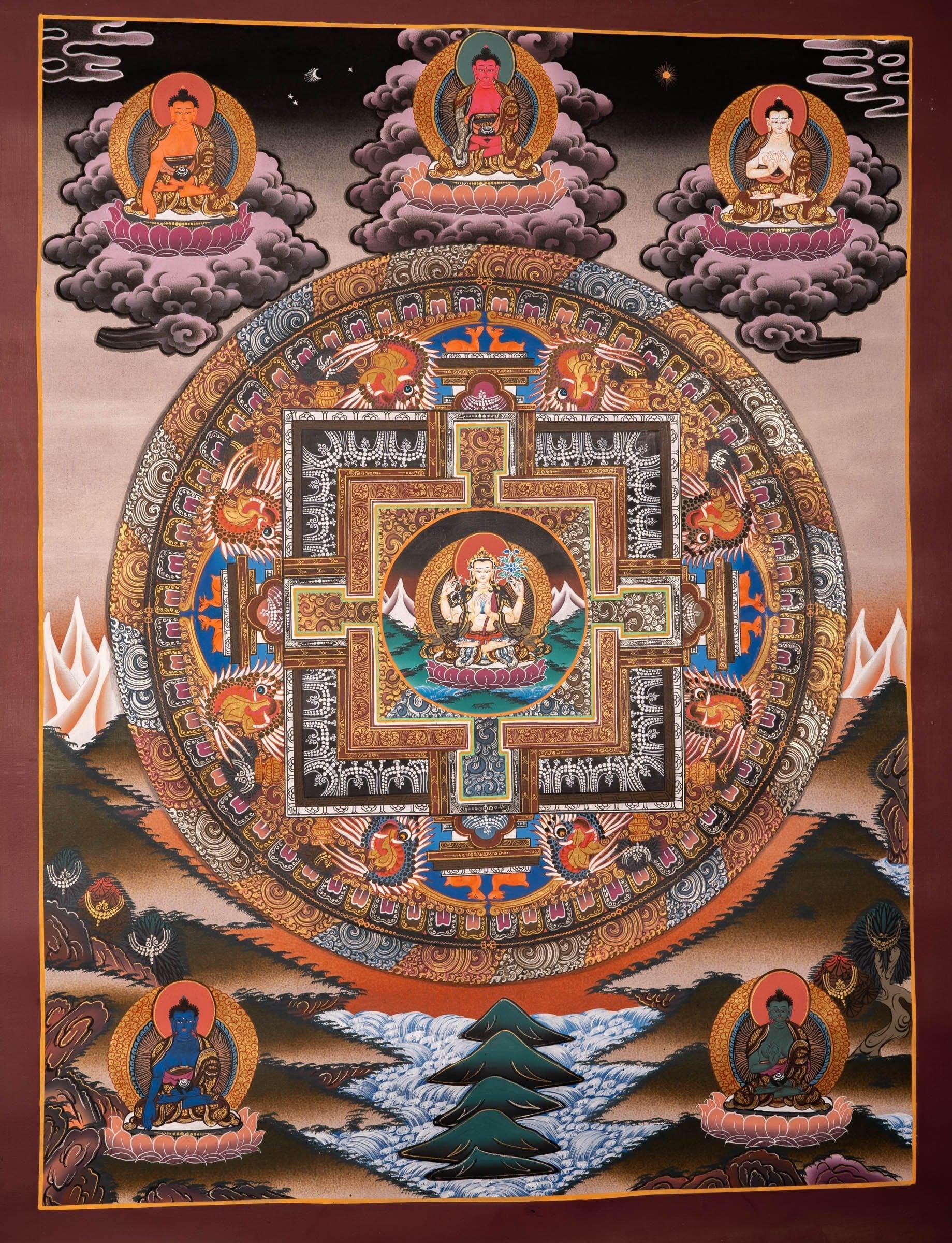 Chengresi Mandala Thangka Painting For home decor and and Wall hanging 