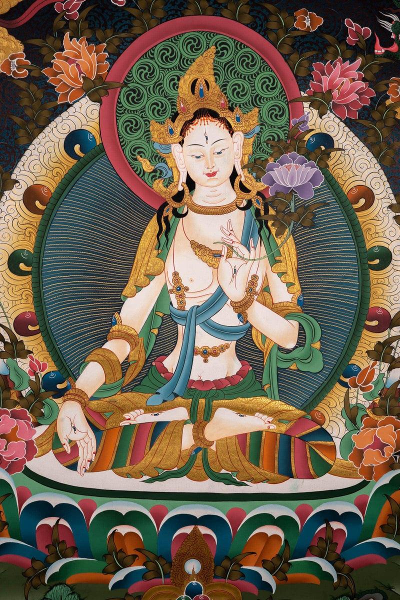 White Tara Thangka - Himalayas Shop