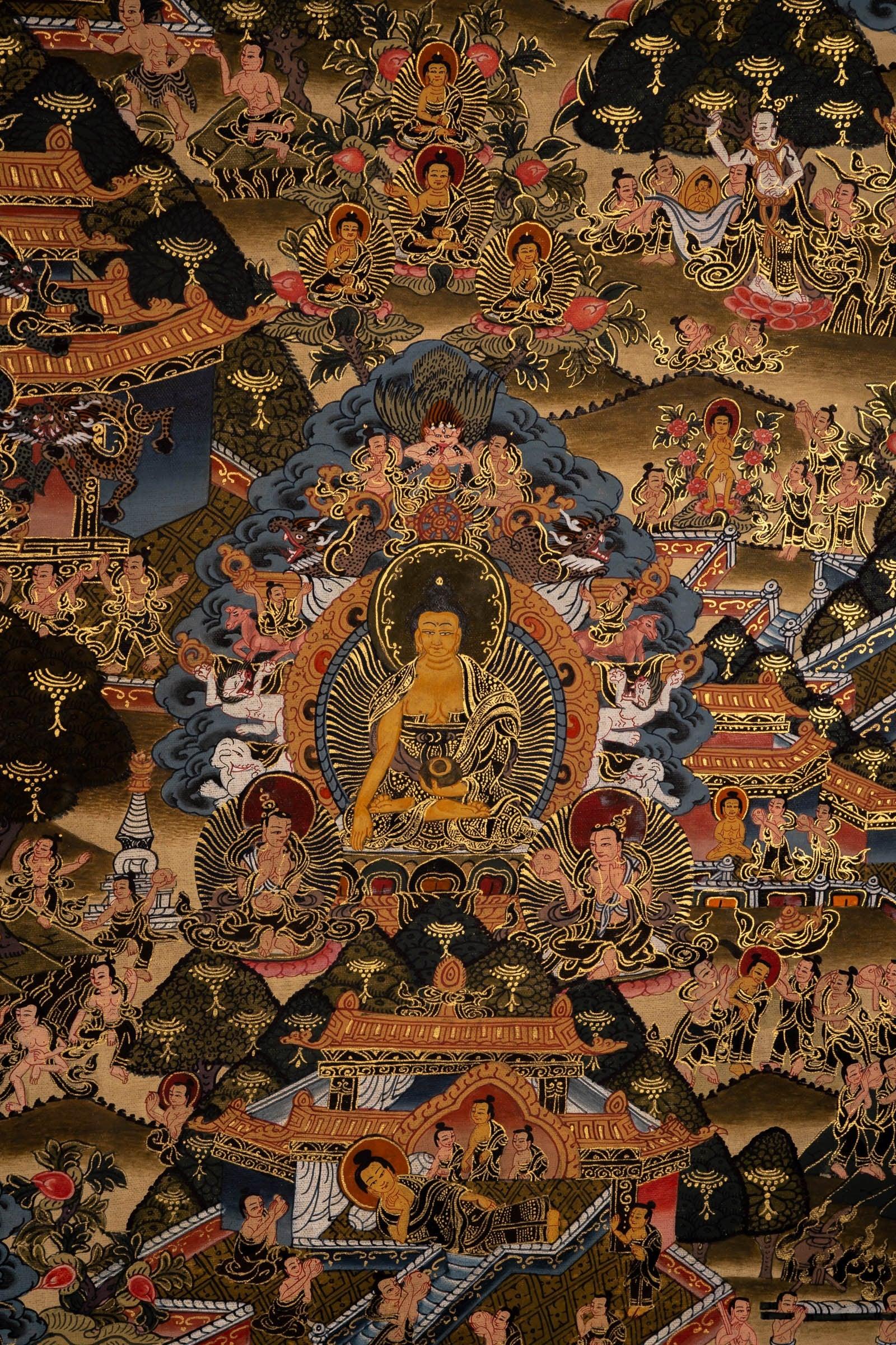 Buddha Enlightenment Thangka For Meditational Practice and Spiritual Gifts
