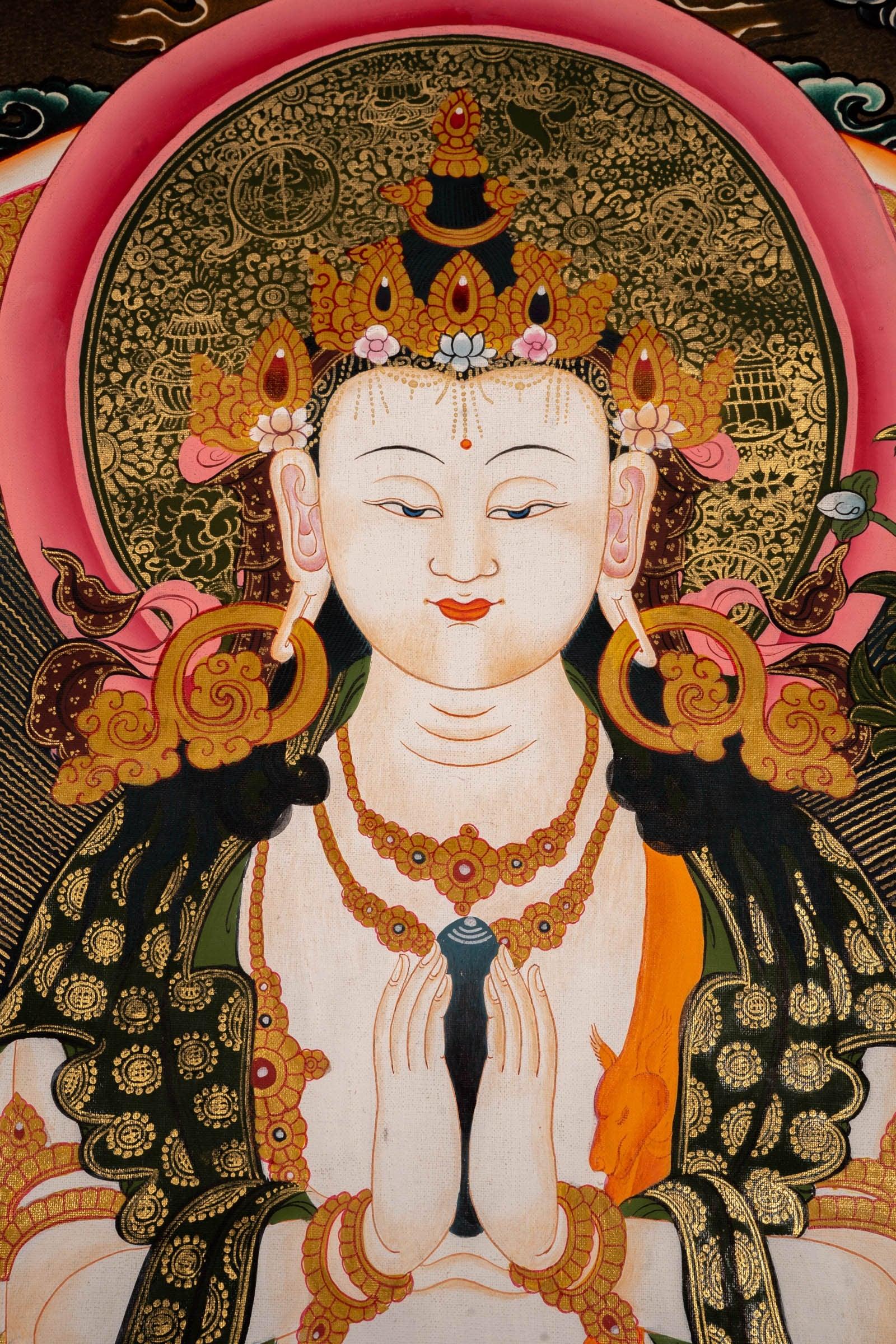 Chenrezig Thangka Painting  For Meditational Practice and Spiritual Gifts