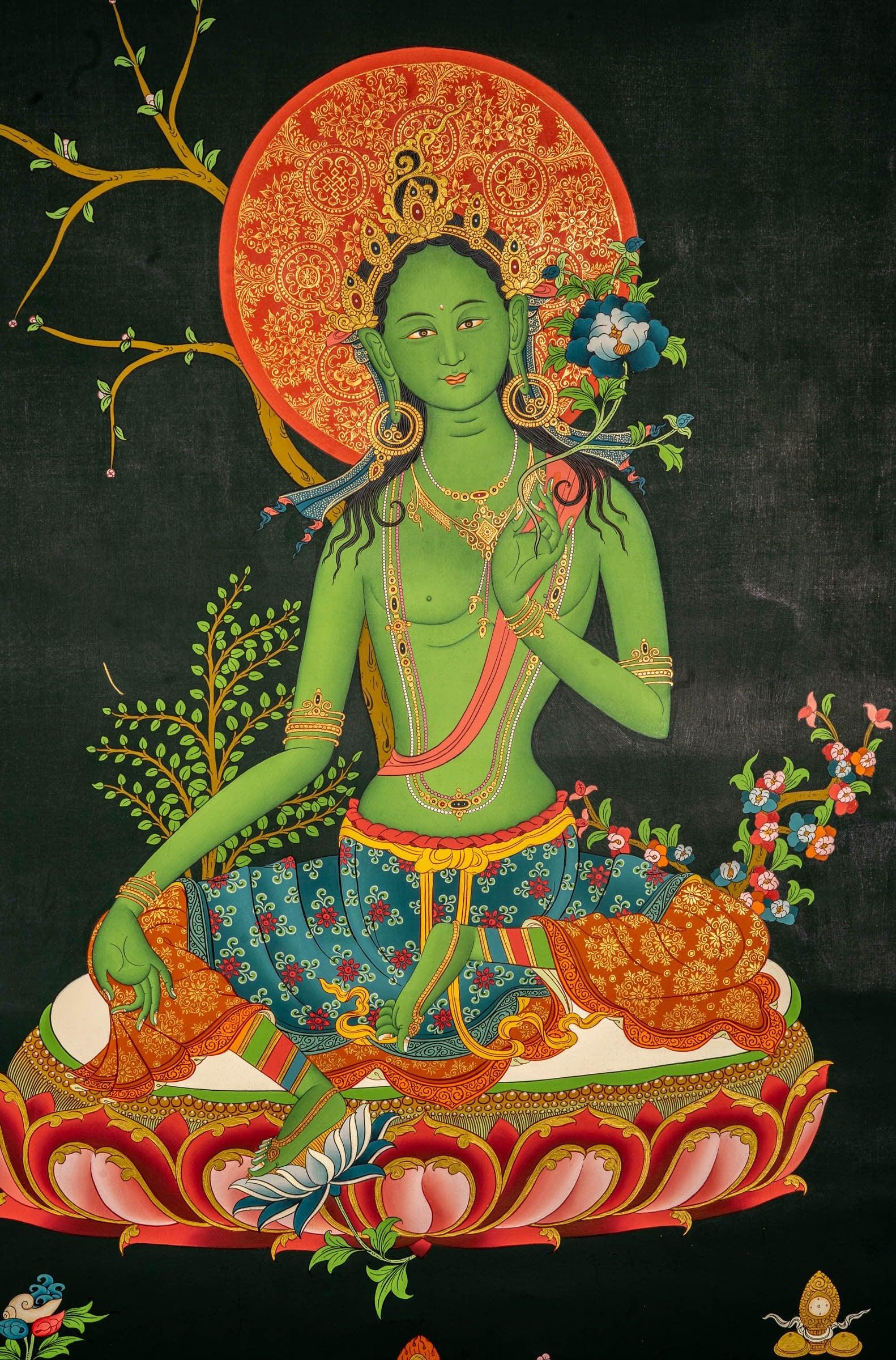 Green Tara Female Buddha Art - Himalayas Shop