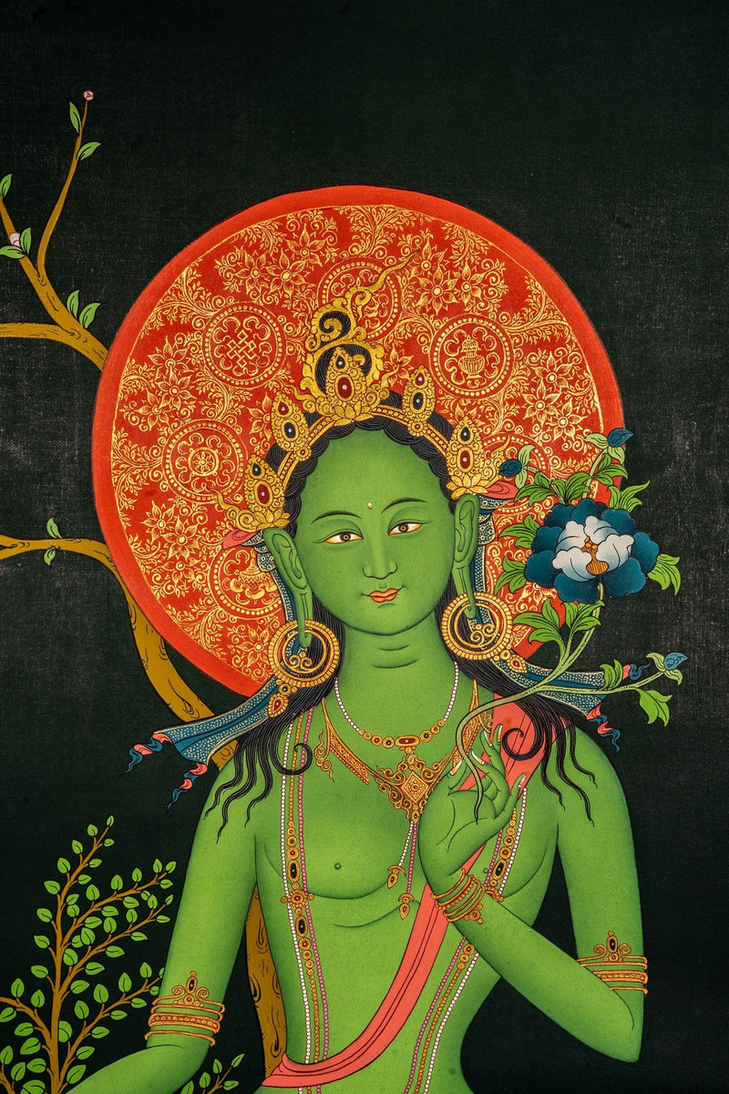 Green Tara Female Buddha Art - Himalayas Shop