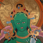 Beautiful Compassionate Green Tara Painting  For home decor and and Wall hanging 