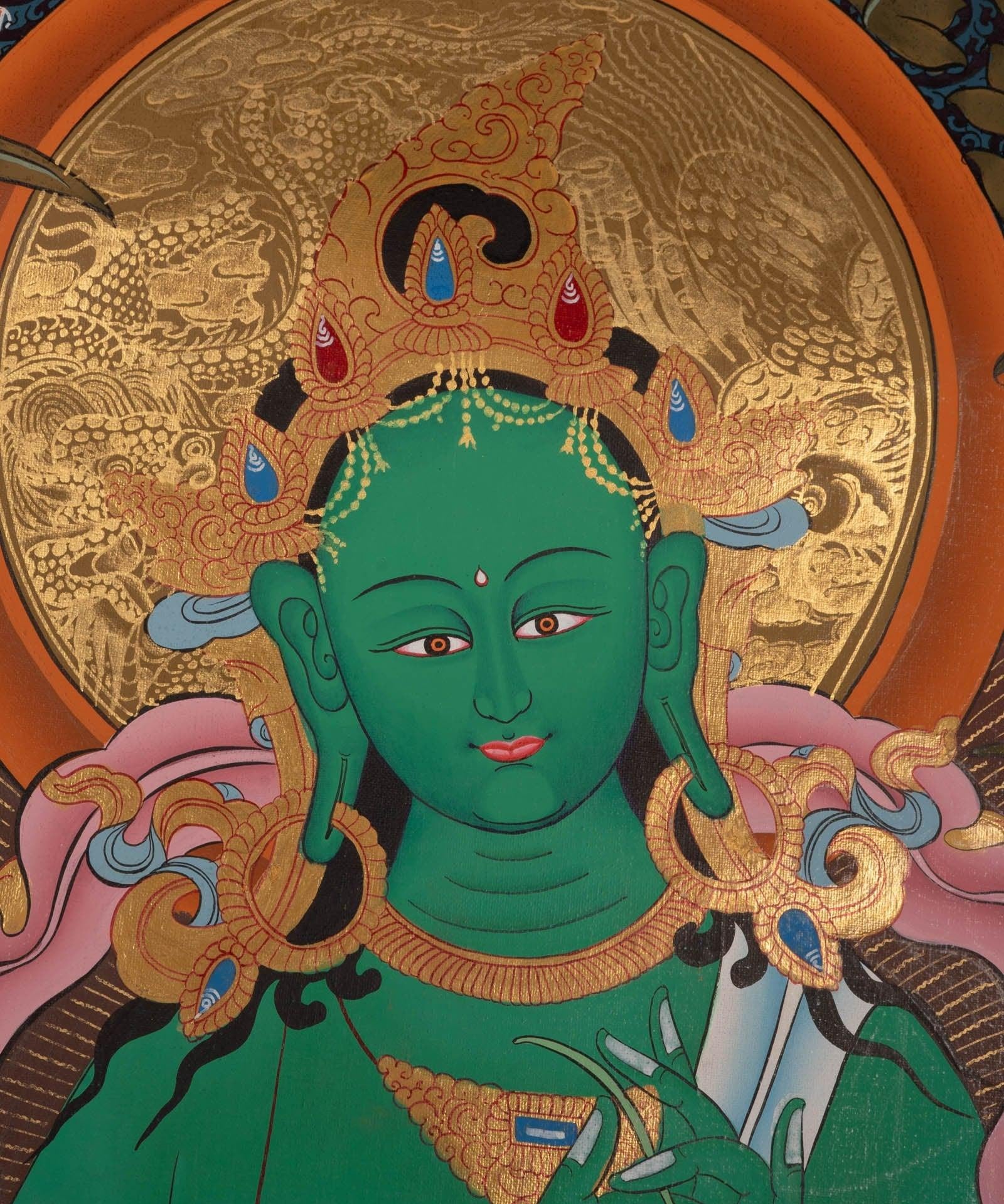 Beautiful Compassionate Green Tara Painting  For home decor and and Wall hanging 