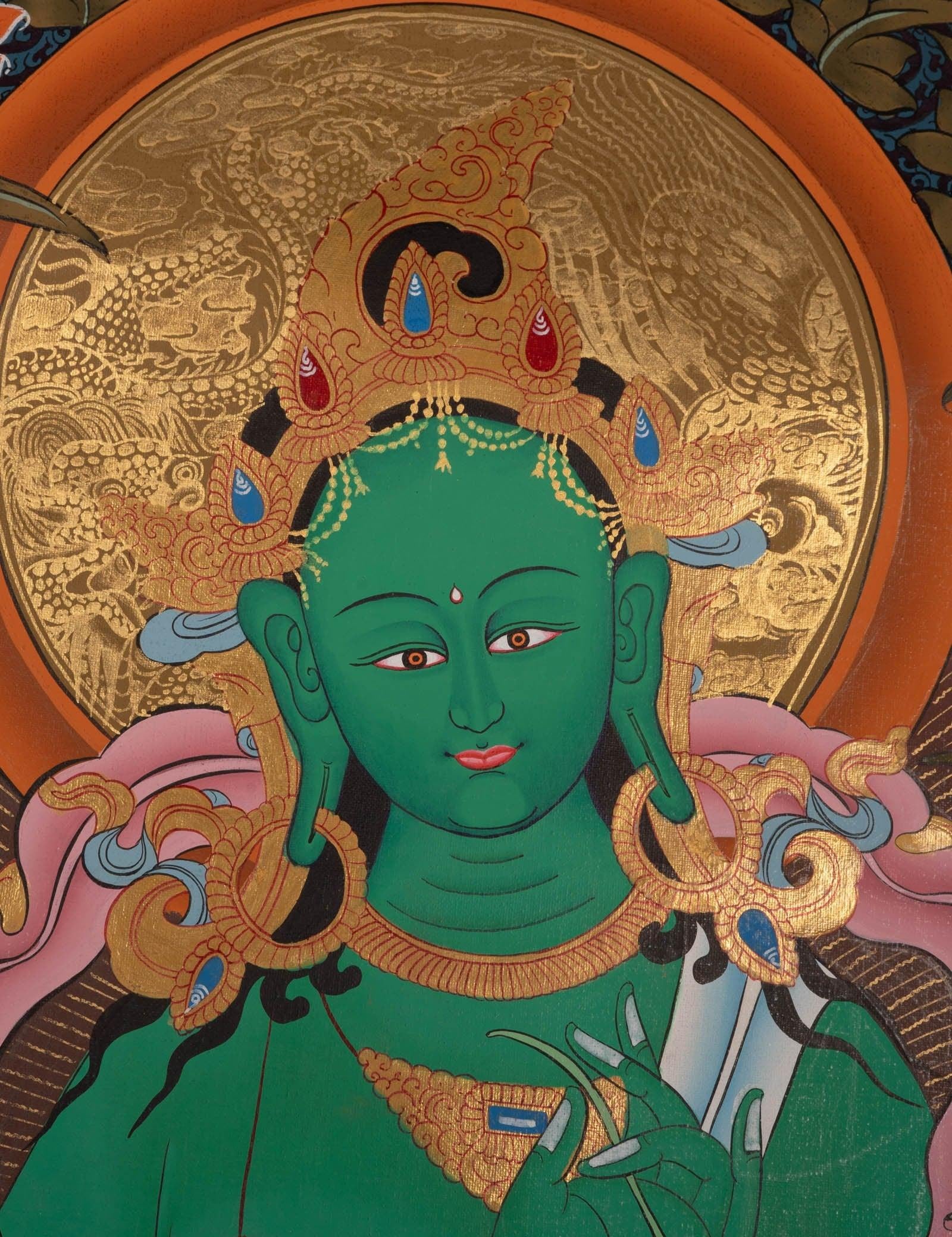 Beautiful Compassionate Green Tara Painting  For home decor and and Wall hanging 