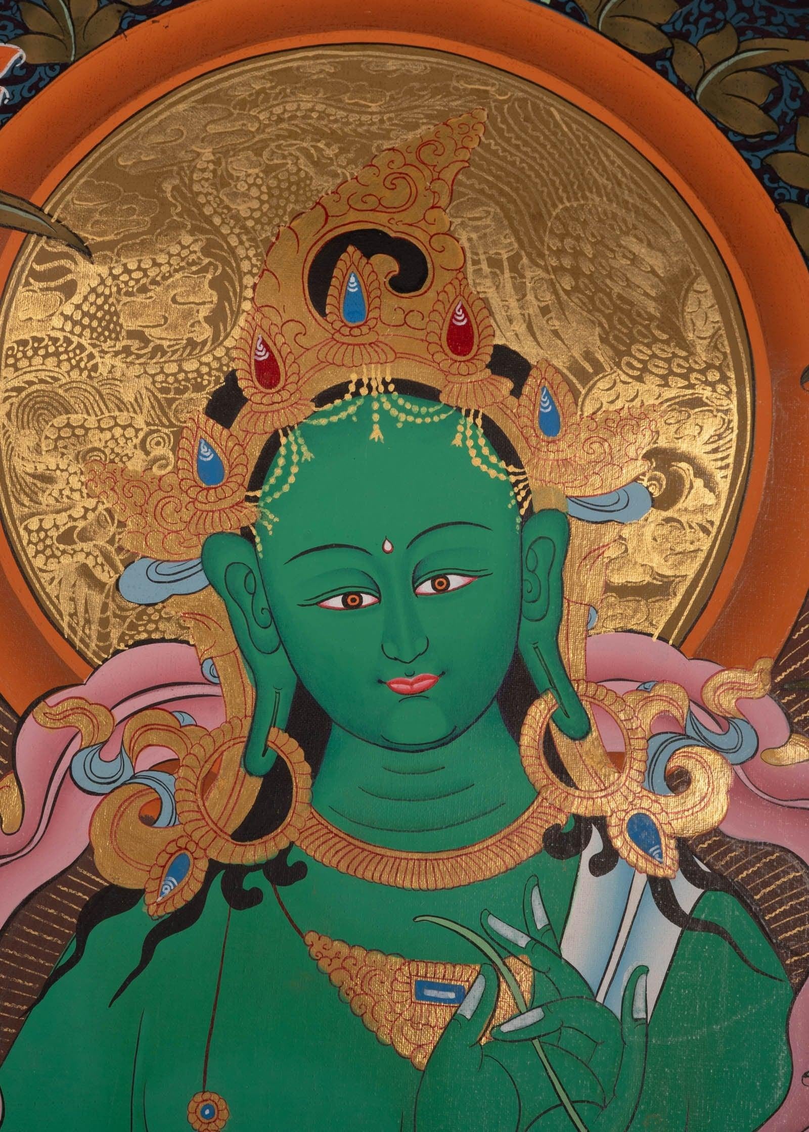 Beautiful Compassionate Green Tara Painting  For home decor and and Wall hanging 