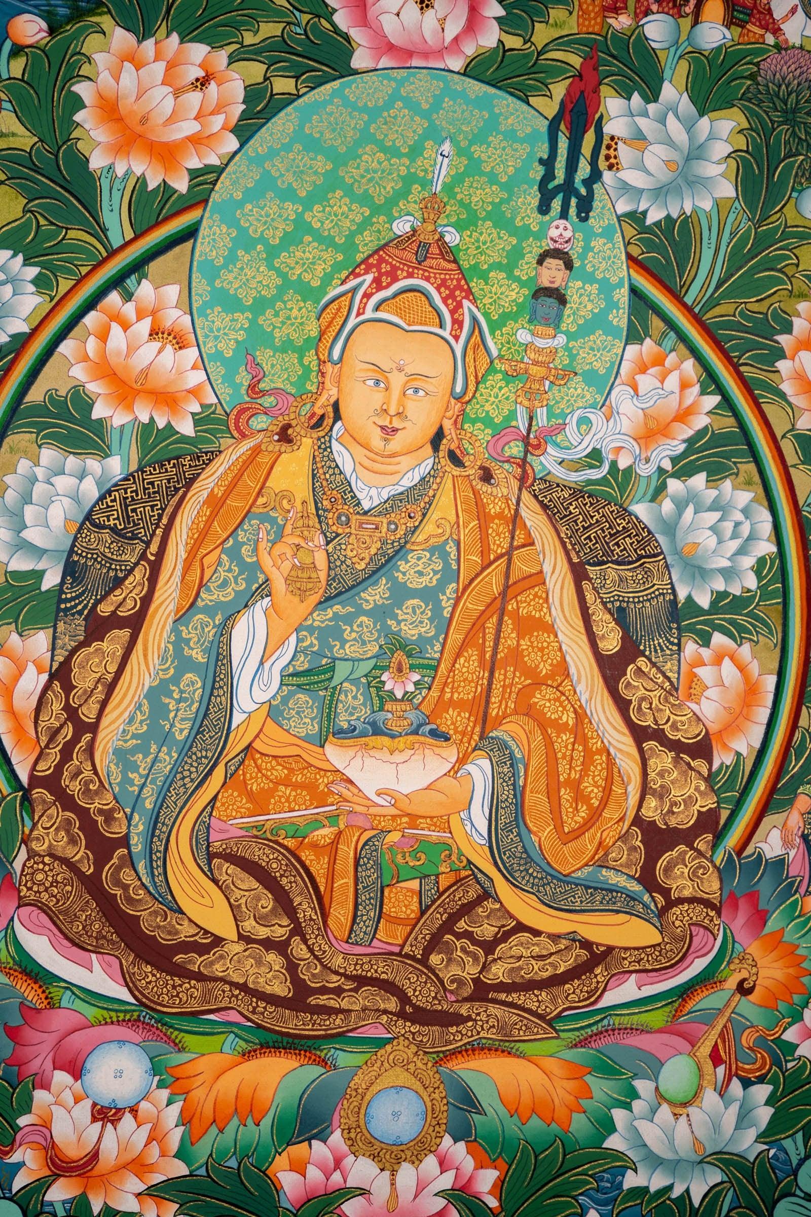 Guru Rinpoche Thangka Painting from Nepal  For home decor and and Wall hanging 