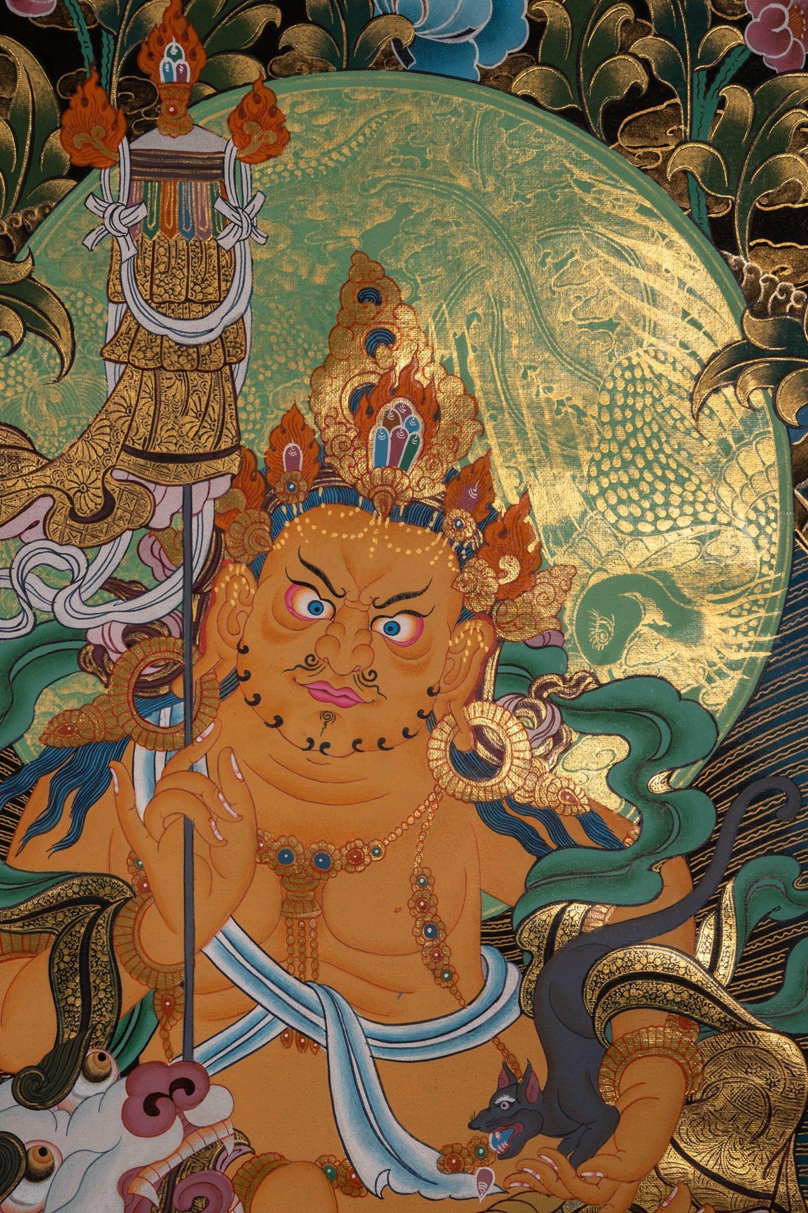 Kuber Thangka Painting For Meditational Practice and Spiritual Gifts