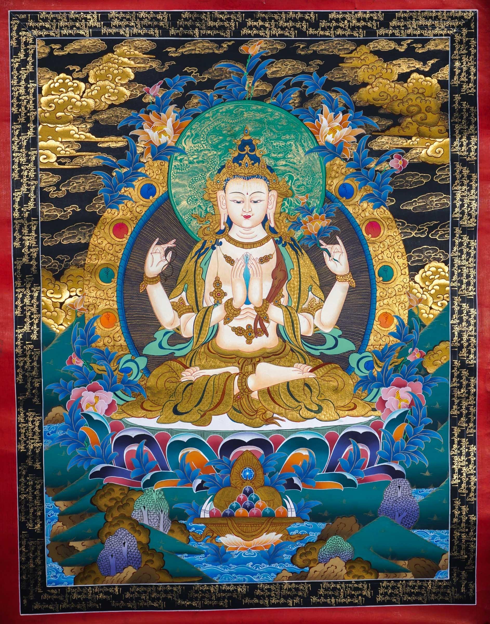 Chenrezig Hand Painting for Meditation 