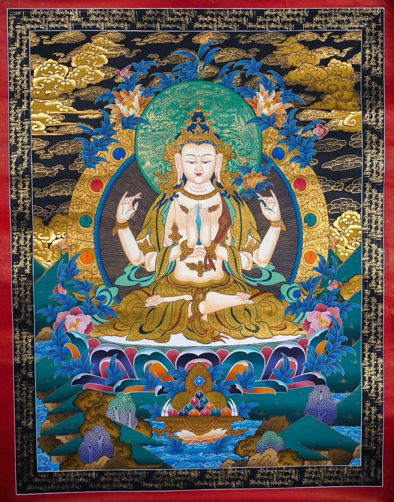 Chenrezig Hand Painting for Meditation 