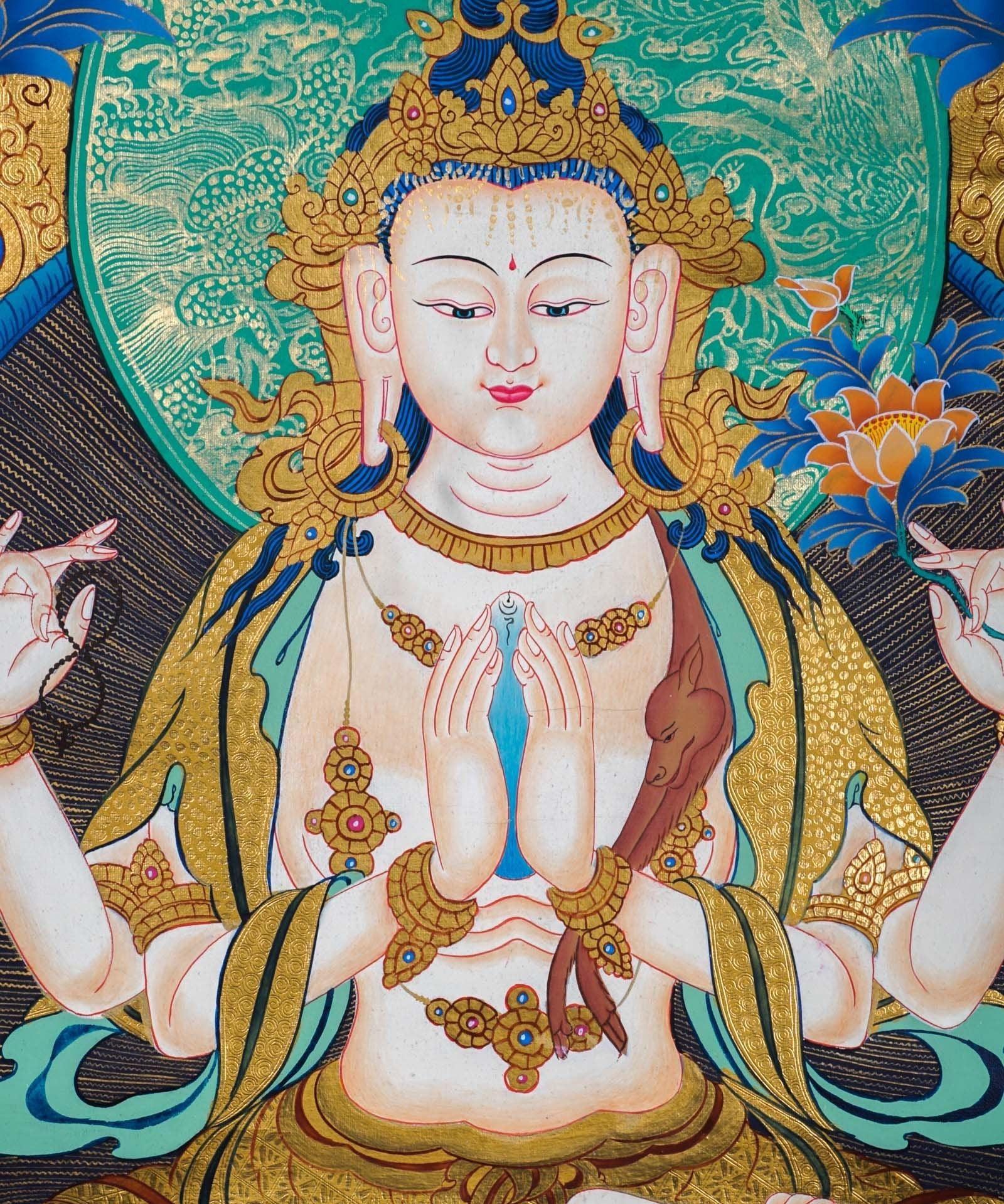 Chenrezig Hand Painting for Meditation