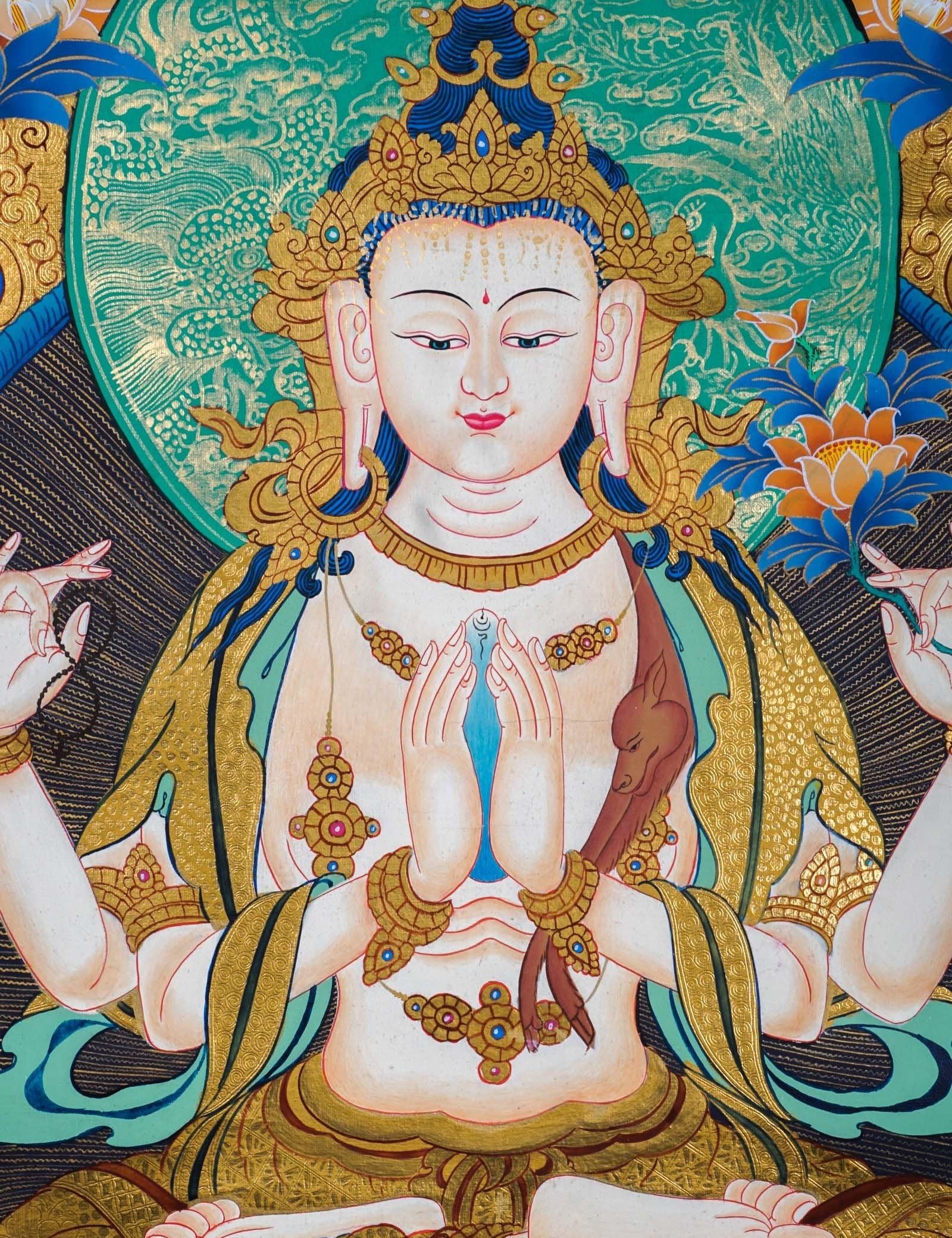 Chenrezig Hand Painting for Meditation
