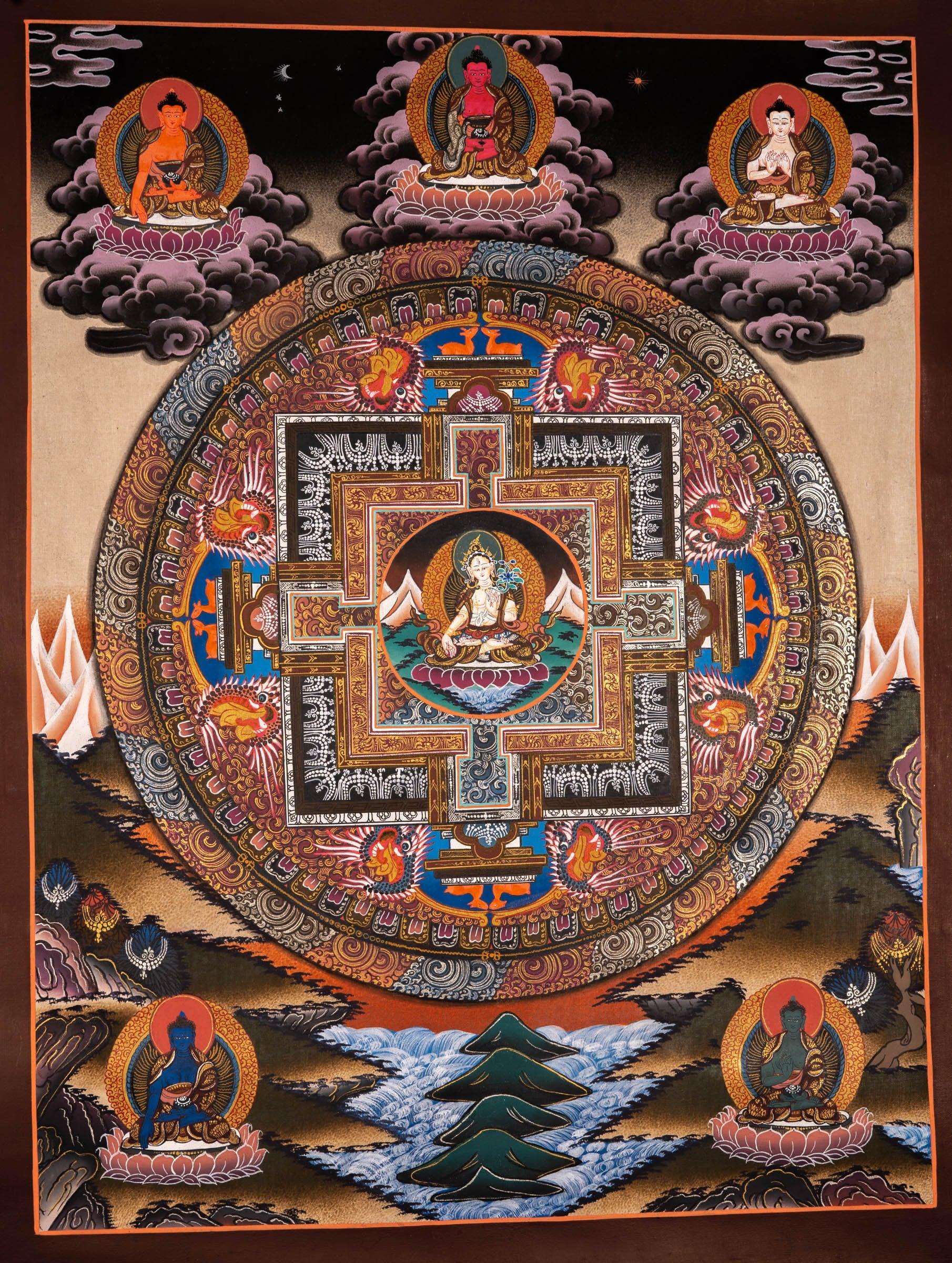 White Tara Mandala Thangka Art - Himalayas Shop