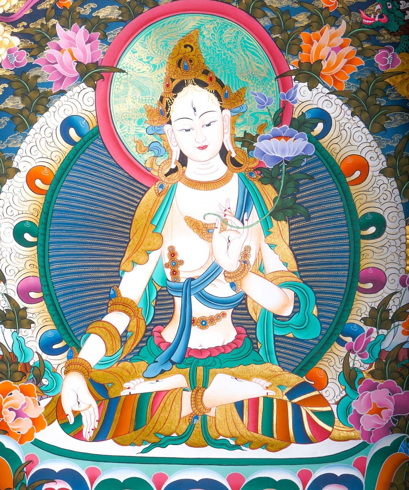 Master pcs thangka painting - White Tara - Himalayas Shop