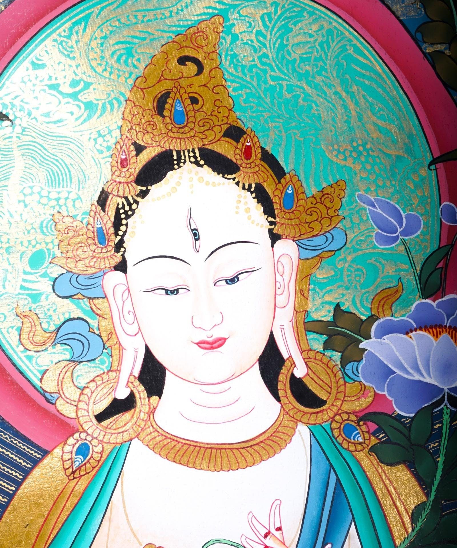 Master pcs thangka painting - White Tara - Himalayas Shop