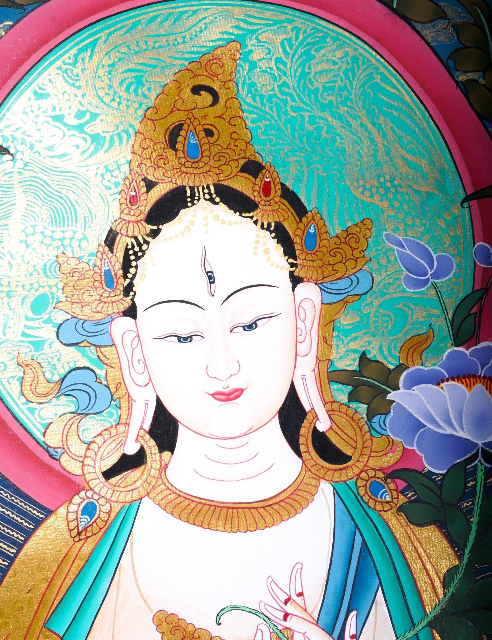 Master pcs thangka painting - White Tara - Himalayas Shop