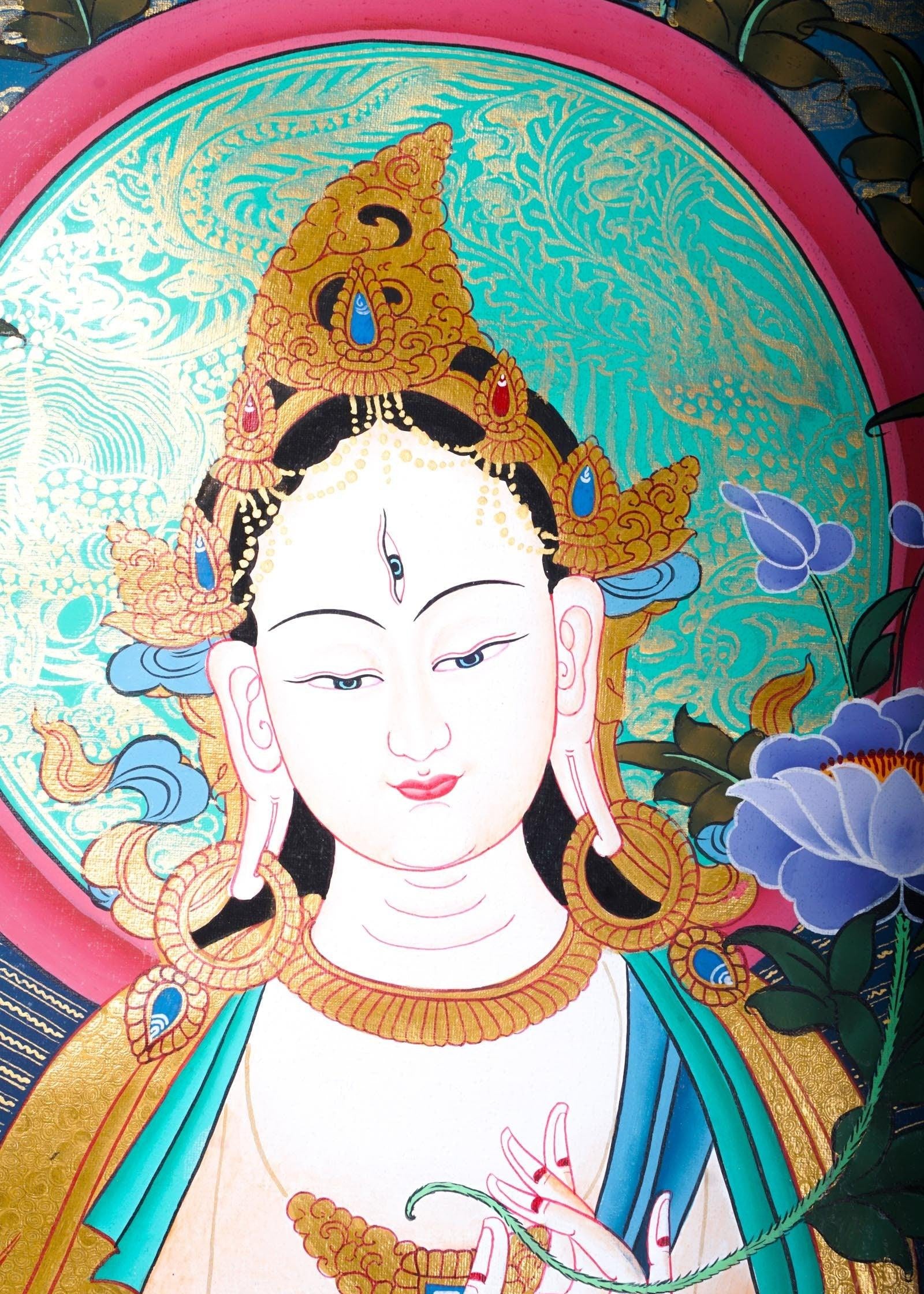 Master pcs thangka painting - White Tara - Himalayas Shop