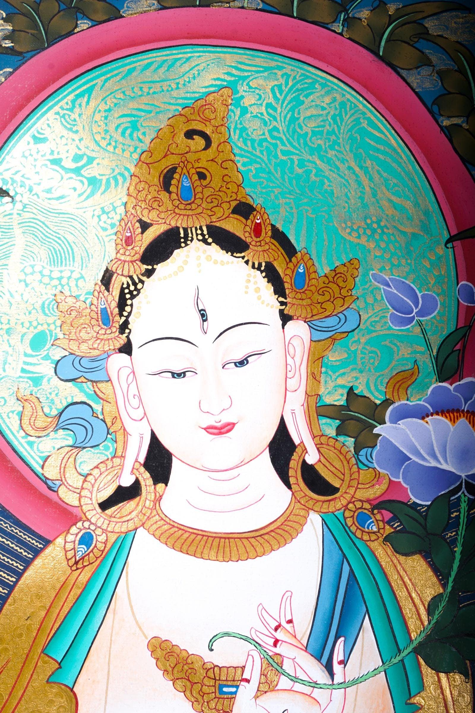 Master pcs thangka painting - White Tara - Himalayas Shop