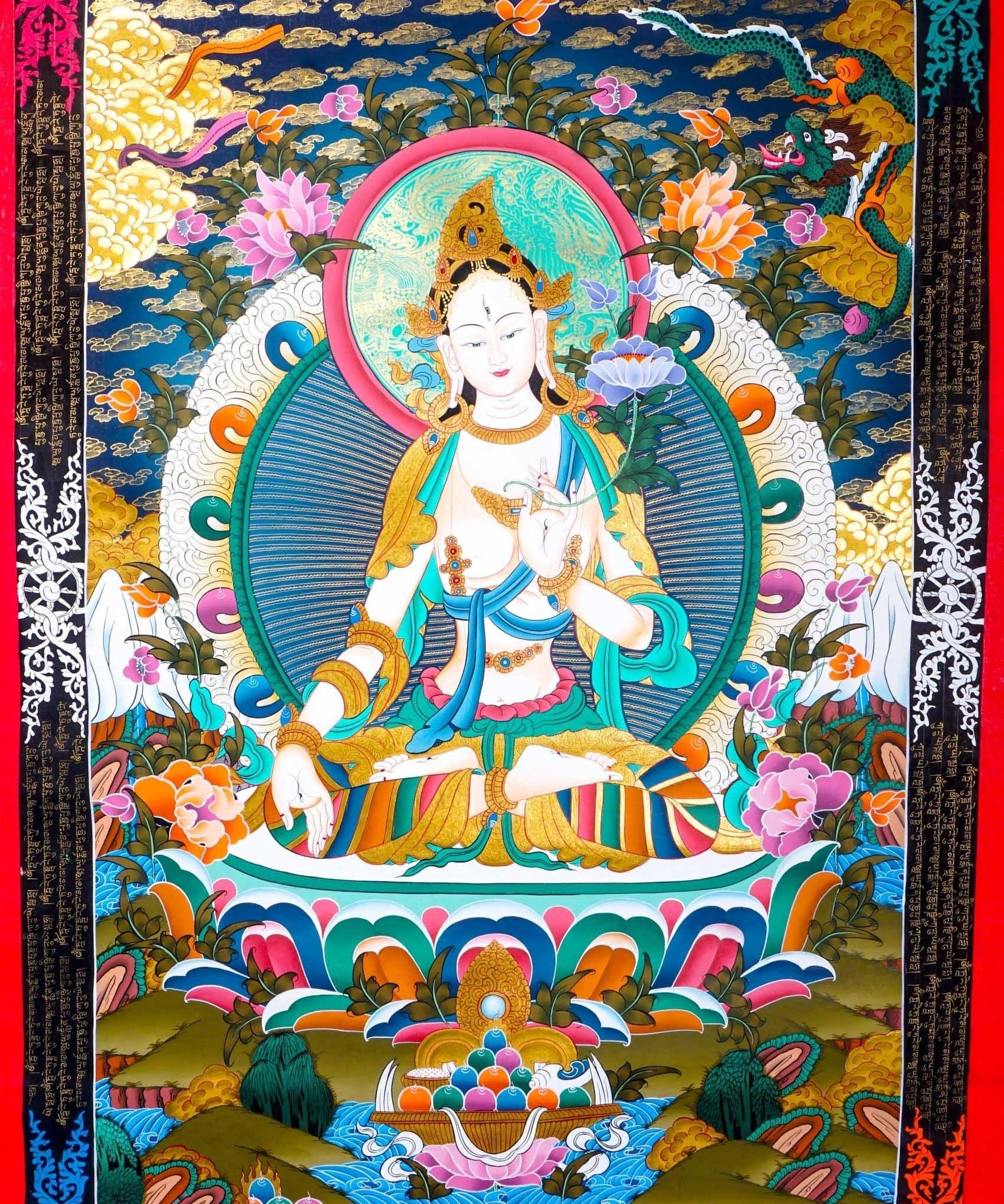 Master pcs thangka painting - White Tara - Himalayas Shop