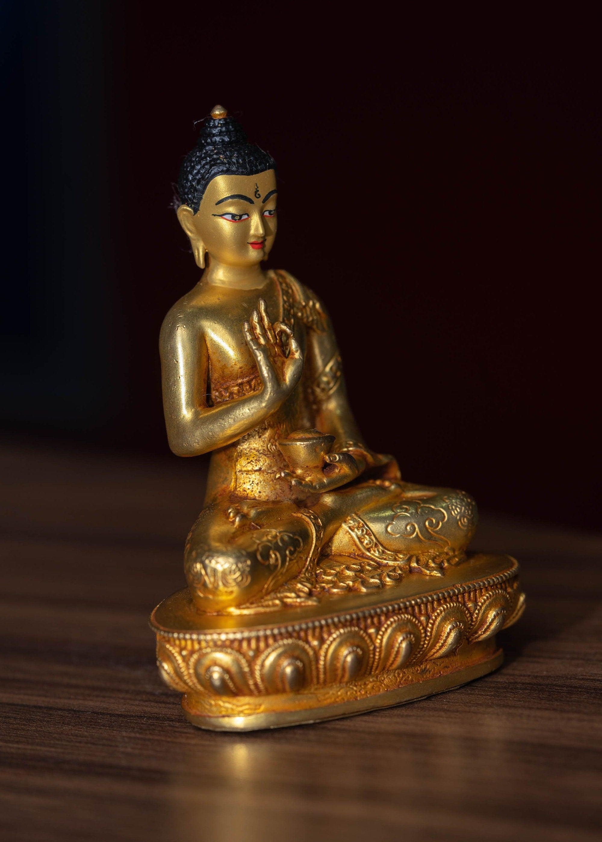 Amoghasiddhi Small size Buddha statue is gold plated for gifts, home and altar space
