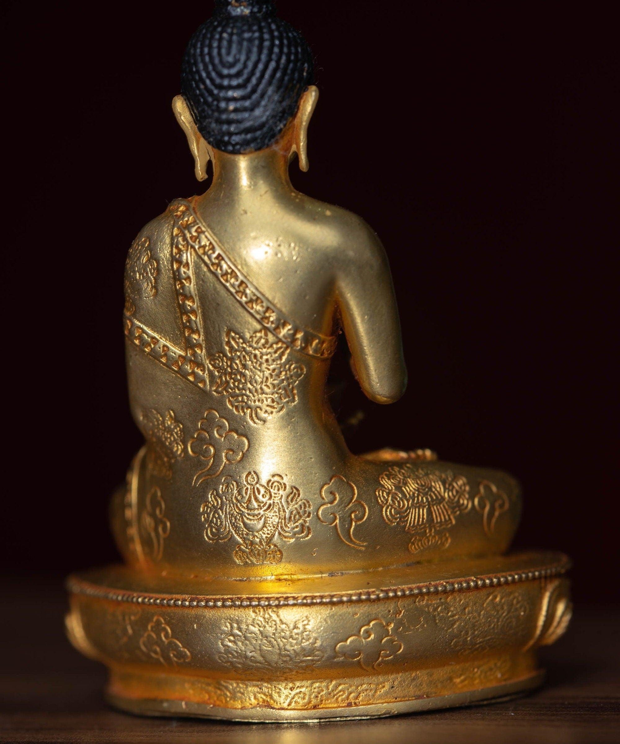 Amoghasiddhi Small size Buddha statue is gold plated for gifts, home and altar space