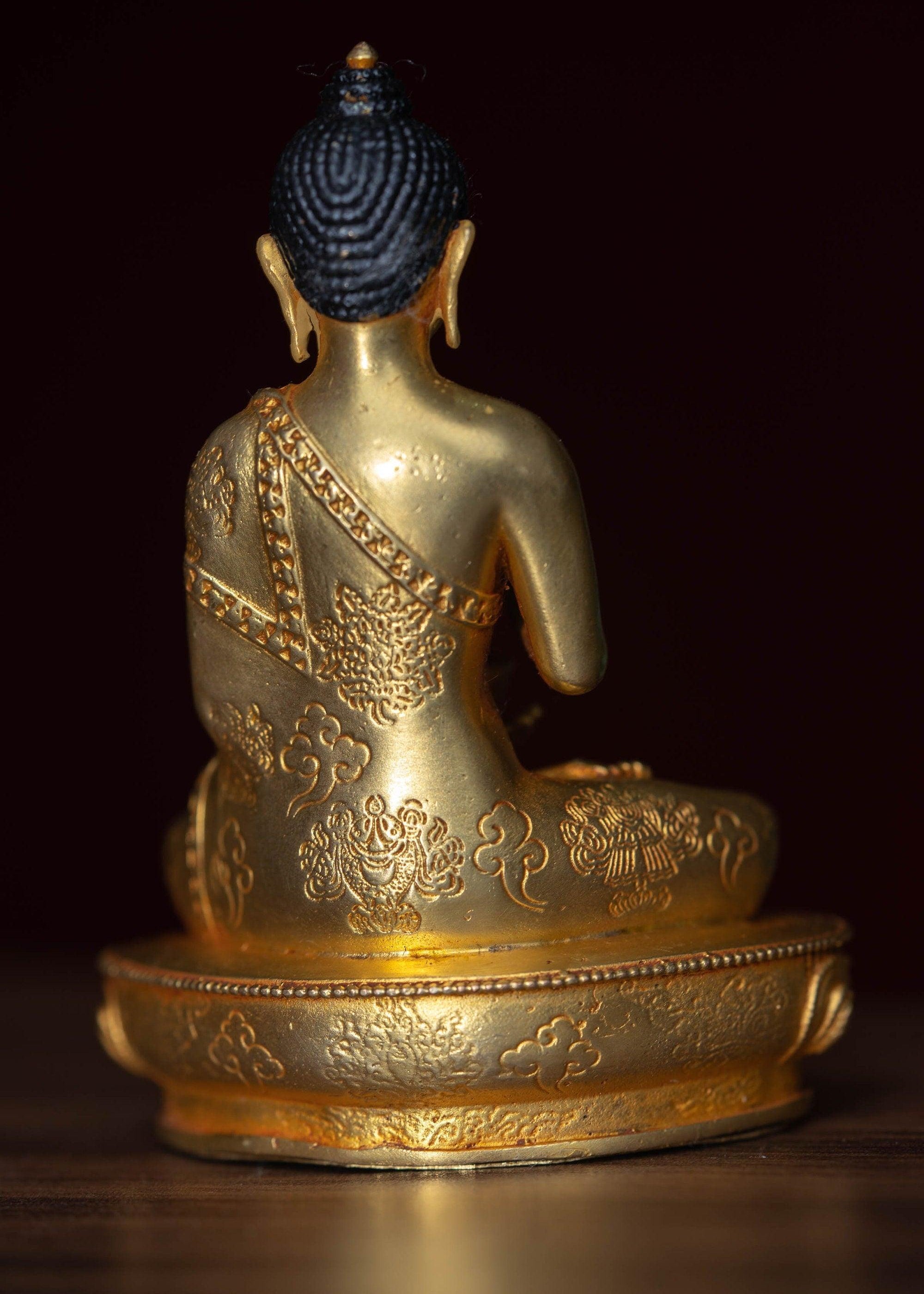 Amoghasiddhi Small size Buddha statue is gold plated for gifts, home and altar space