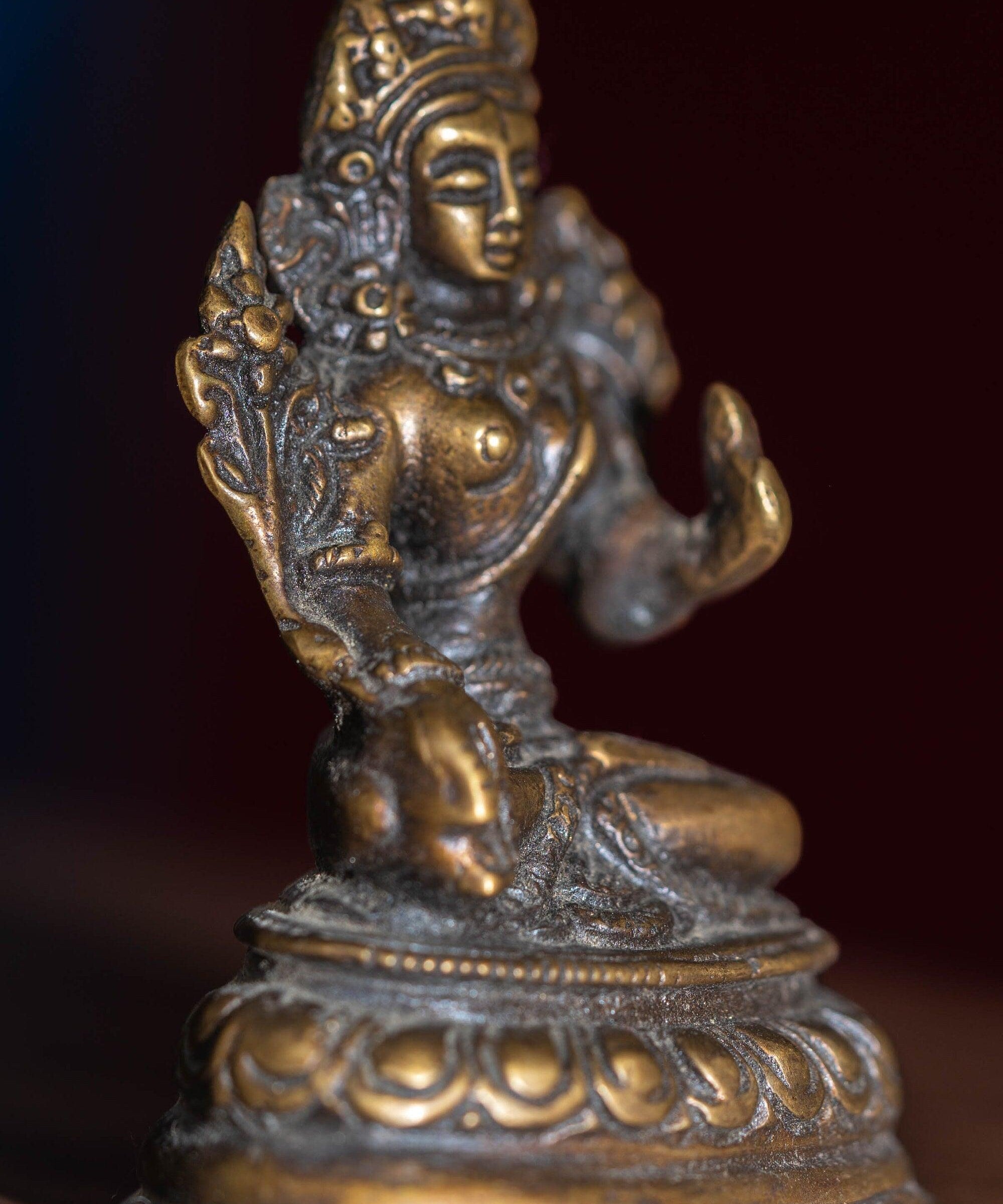 White tara mini size handmade copper statue for altar , decoration , home and gifts
