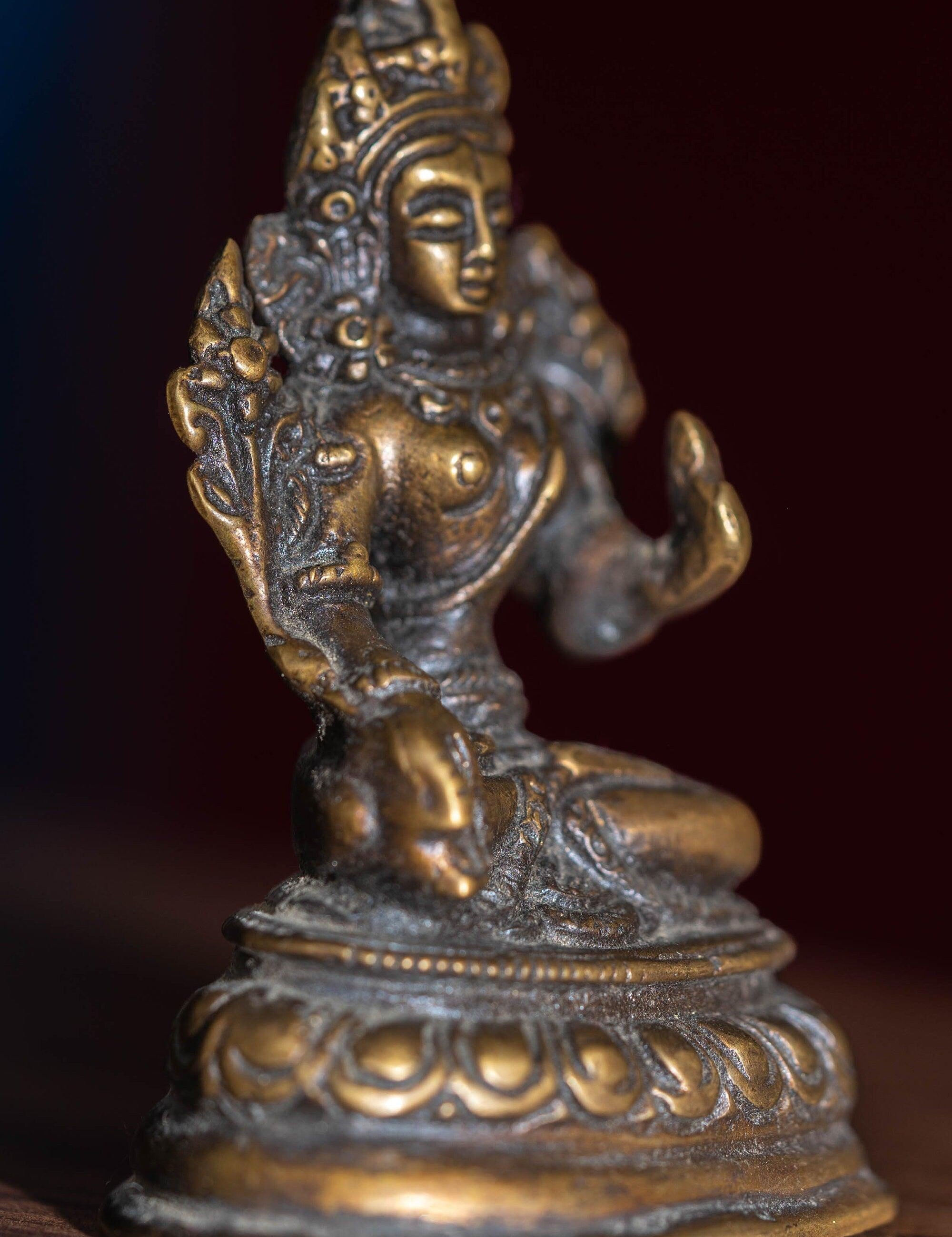 White tara mini size handmade copper statue for altar , decoration , home and gifts