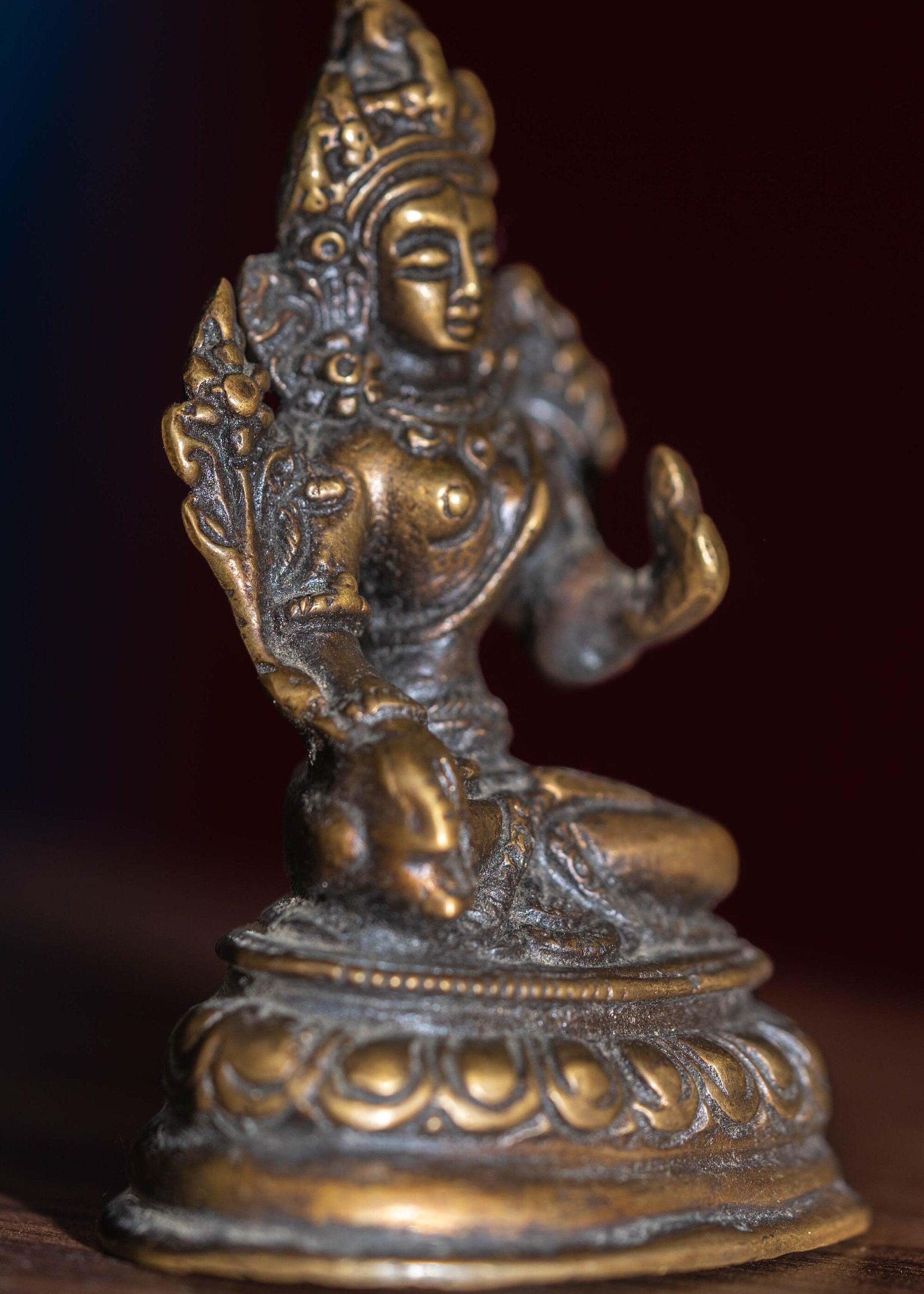 White tara mini size handmade copper statue for altar , decoration , home and gifts