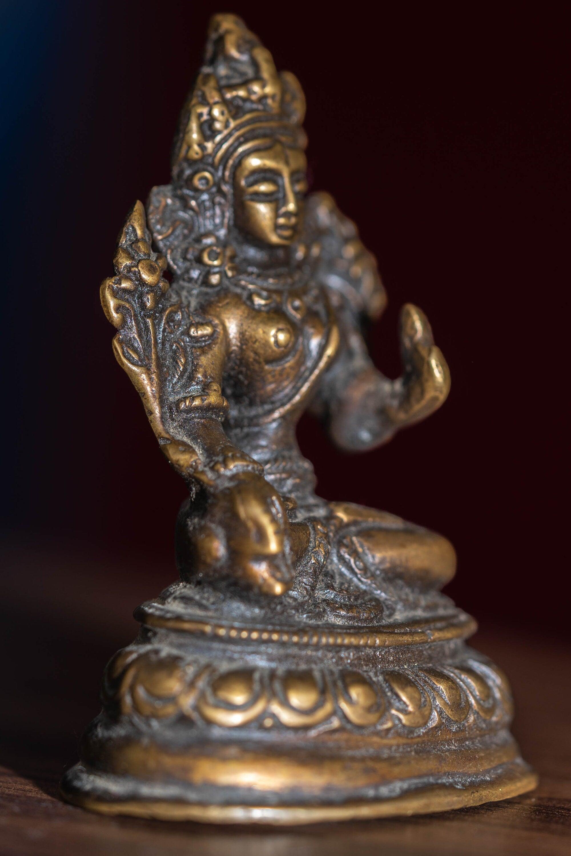 White tara mini size handmade copper statue for altar , decoration , home and gifts