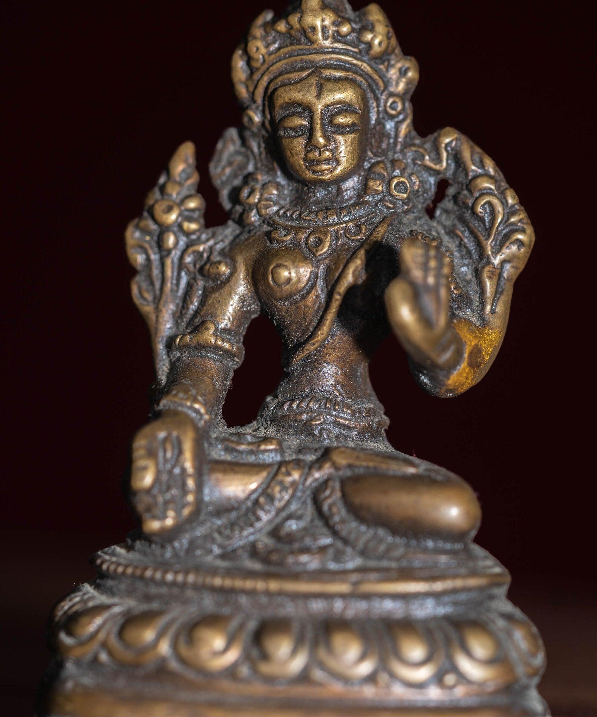 White tara mini size handmade copper statue for altar , decoration , home and gifts