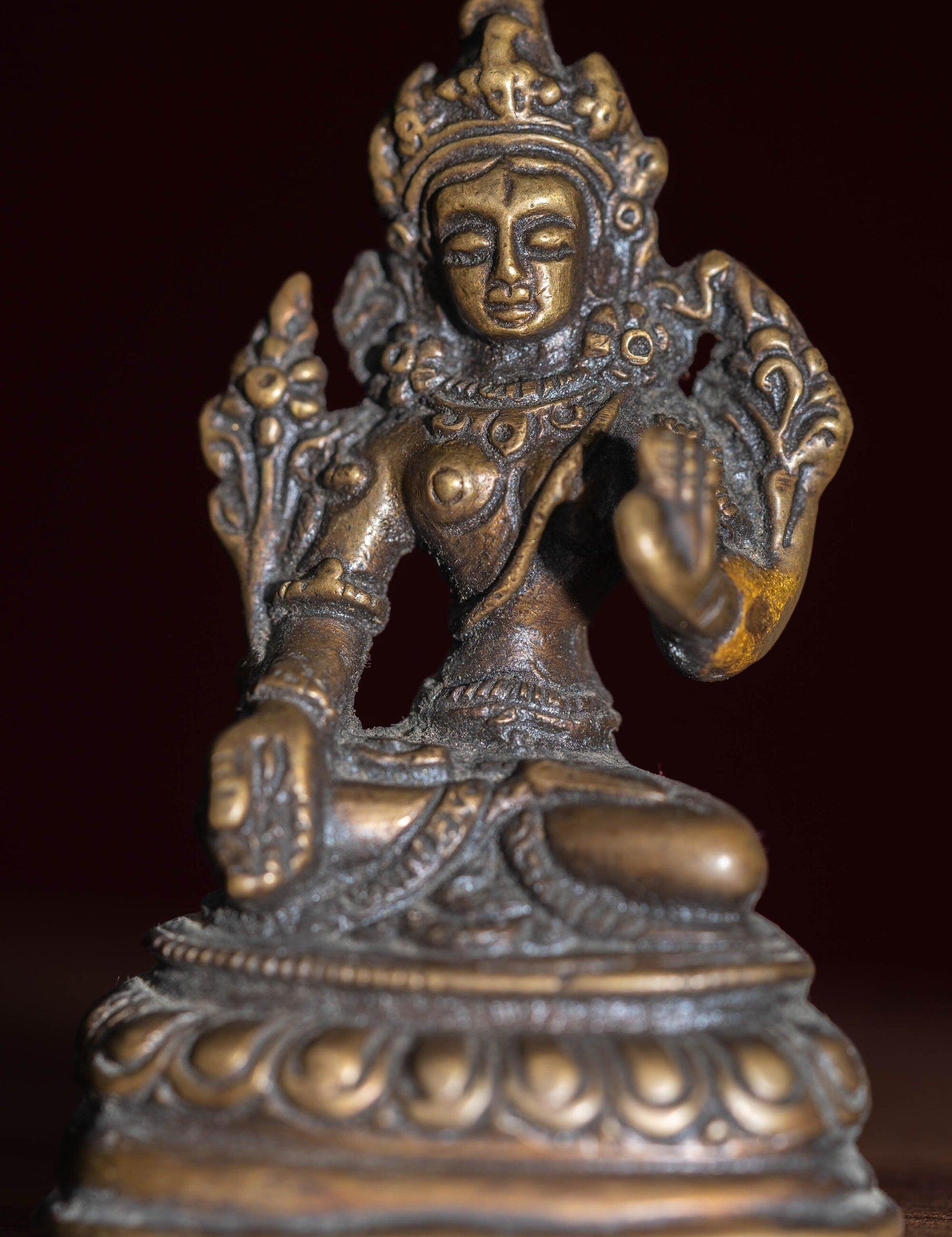 White tara mini size handmade copper statue for altar , decoration , home and gifts