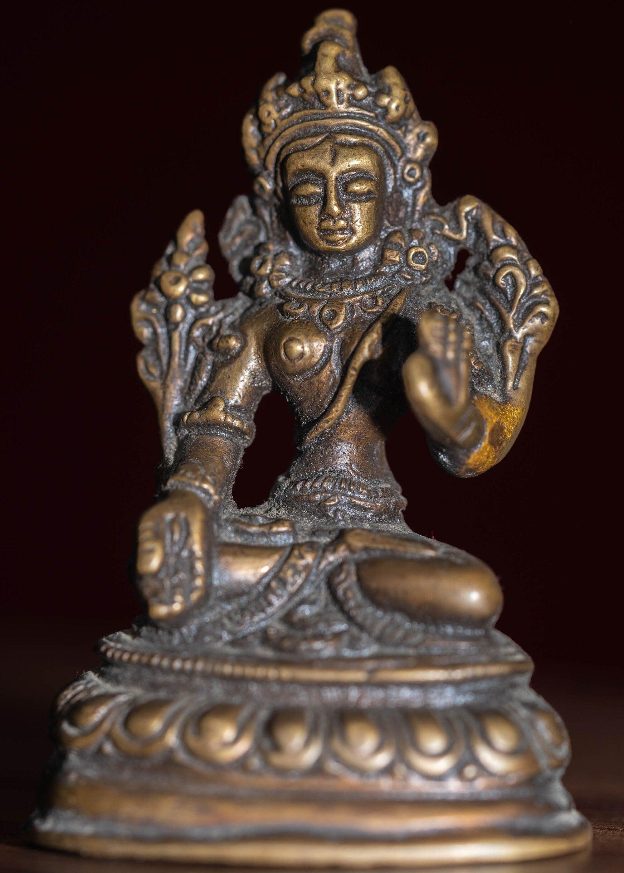 White tara mini size handmade copper statue for altar , decoration , home and gifts