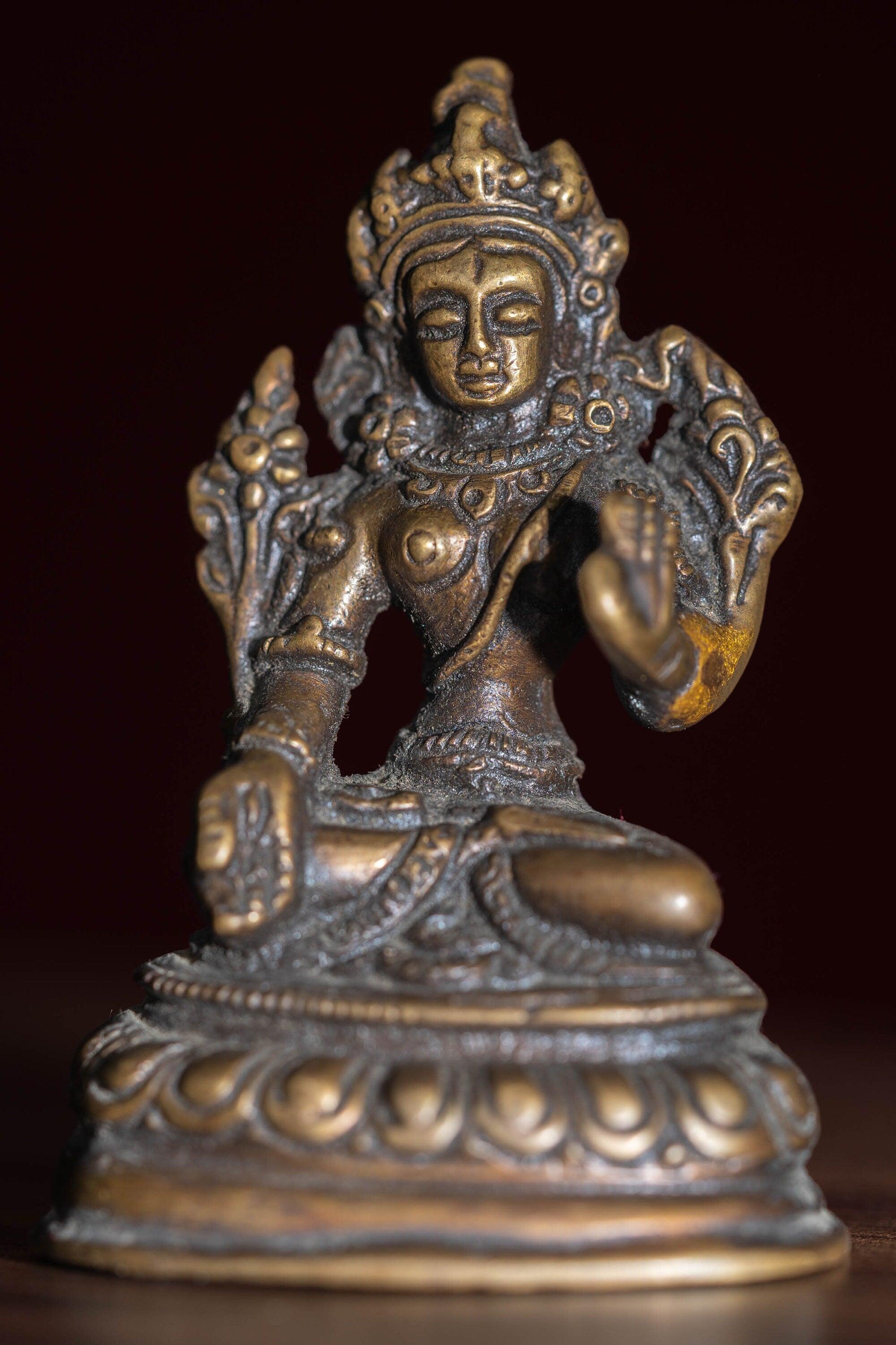 White tara mini size handmade copper statue for altar , decoration , home and gifts
