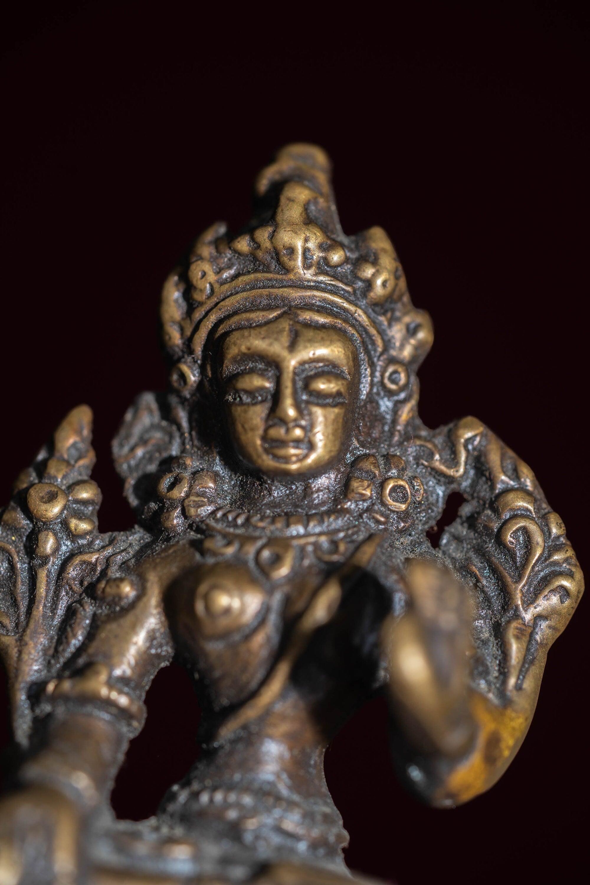 White tara mini size handmade copper statue for altar , decoration , home and gifts