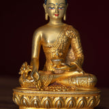 Medicine Buddha healing gold plated statue small size metal craft 