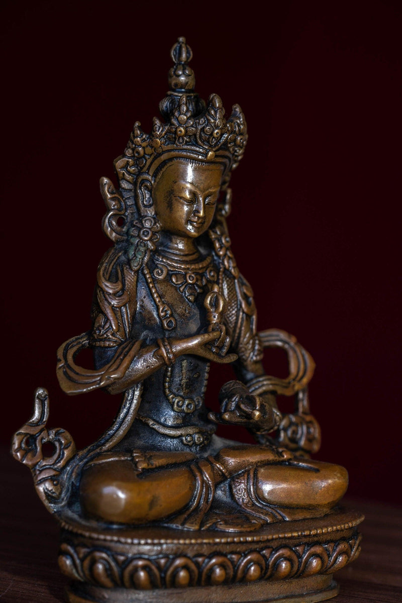 Tiny Metal Statue copper of Bajrasattva Buddha for decor, altar space