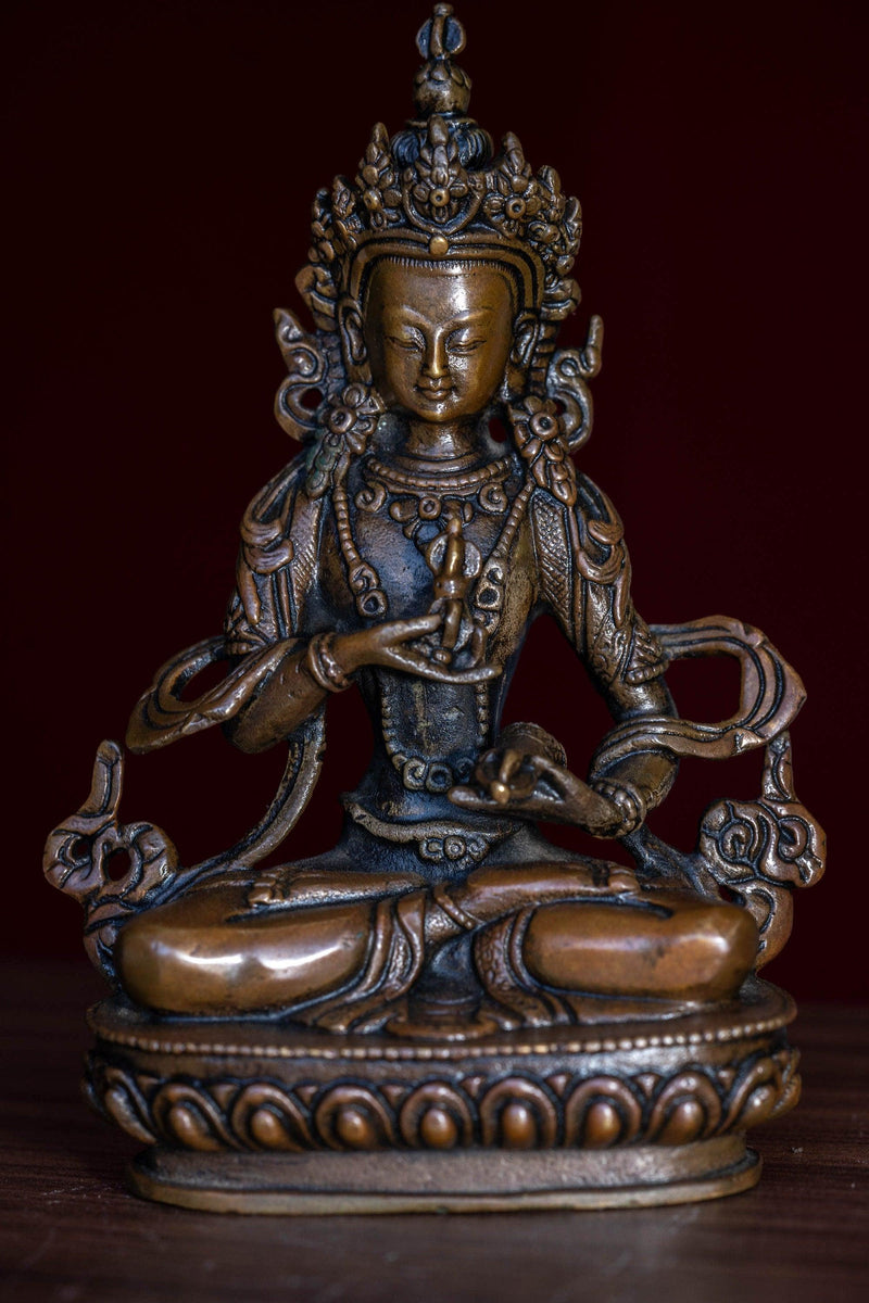 Tiny Metal Statue copper of Bajrasattva Buddha for decor, altar space