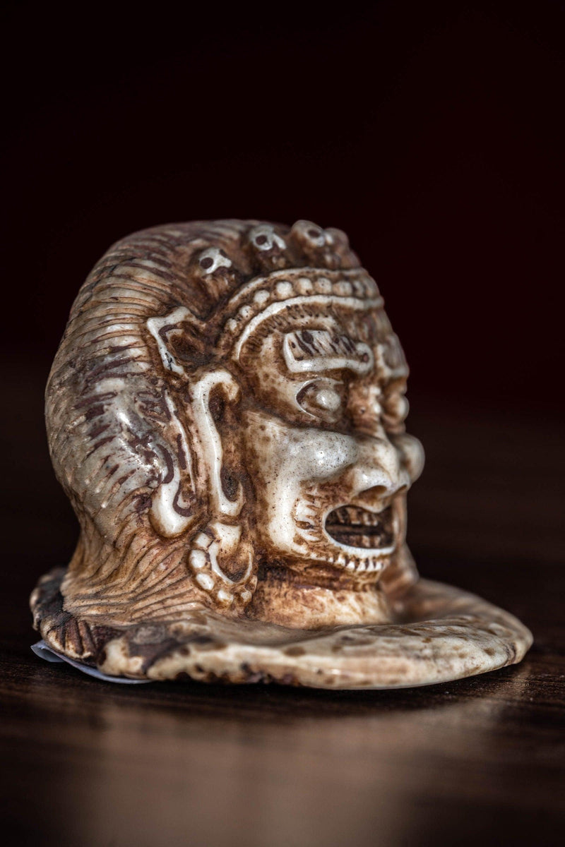 Bone carving Bhairav statue for altar and rituals